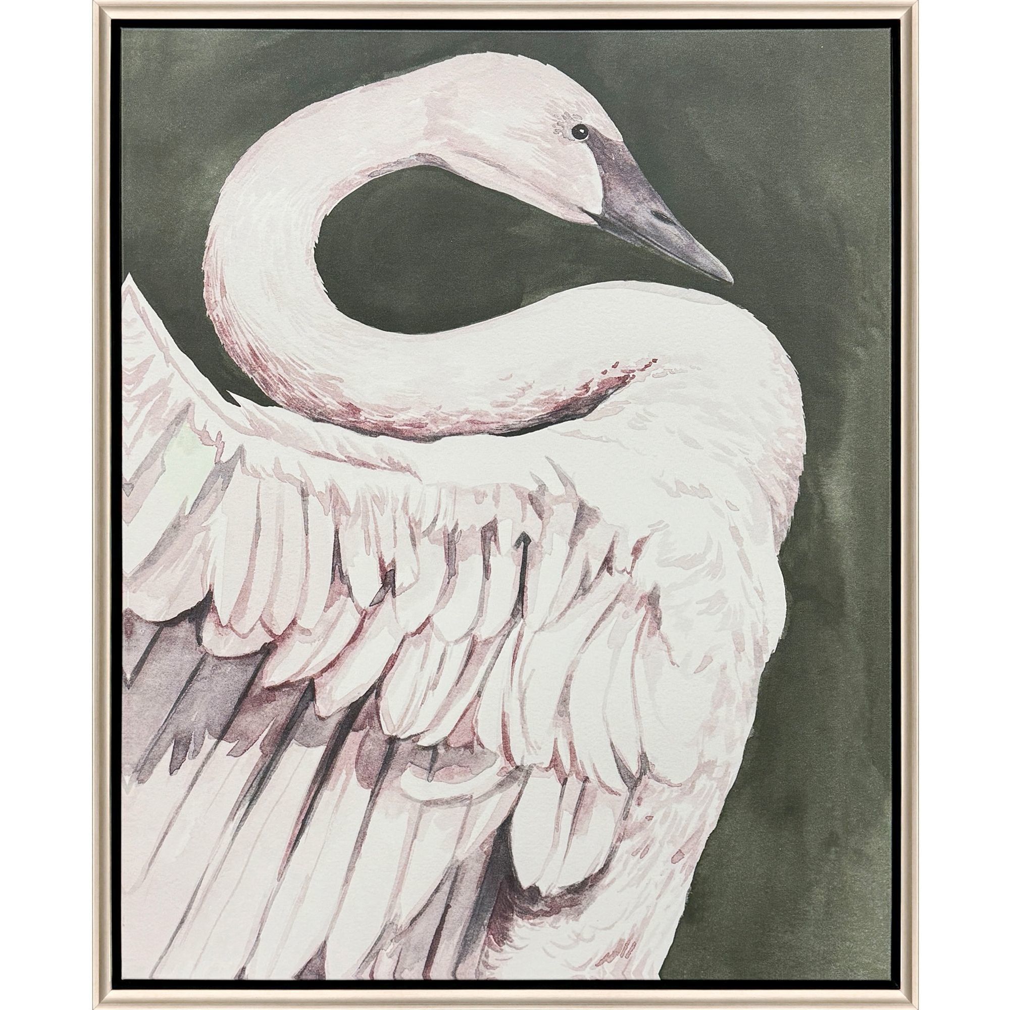 Swan Dance White and Brown and Gray and Green Canvas