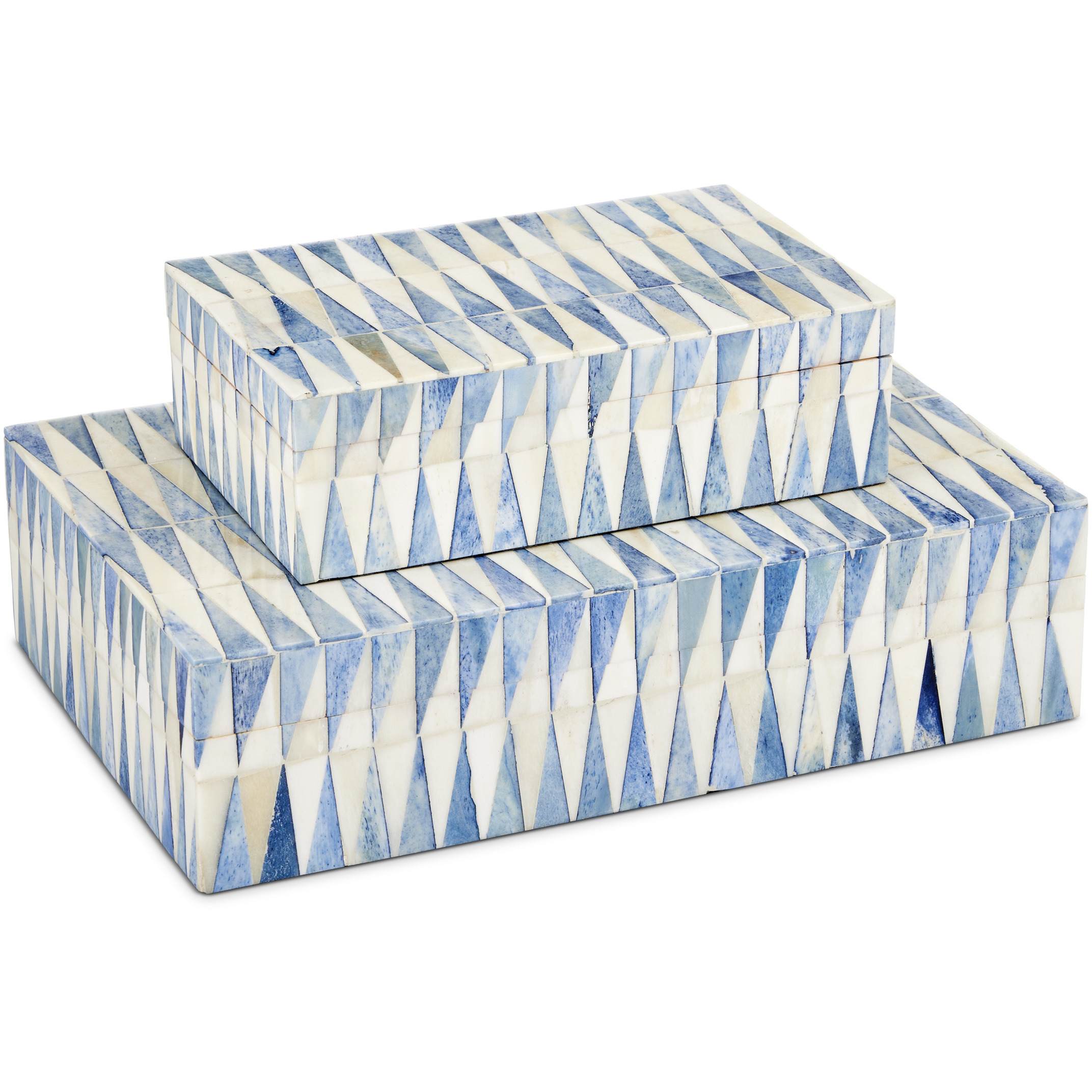 Nadene 8 inch Blue and White Boxes, Set of 2