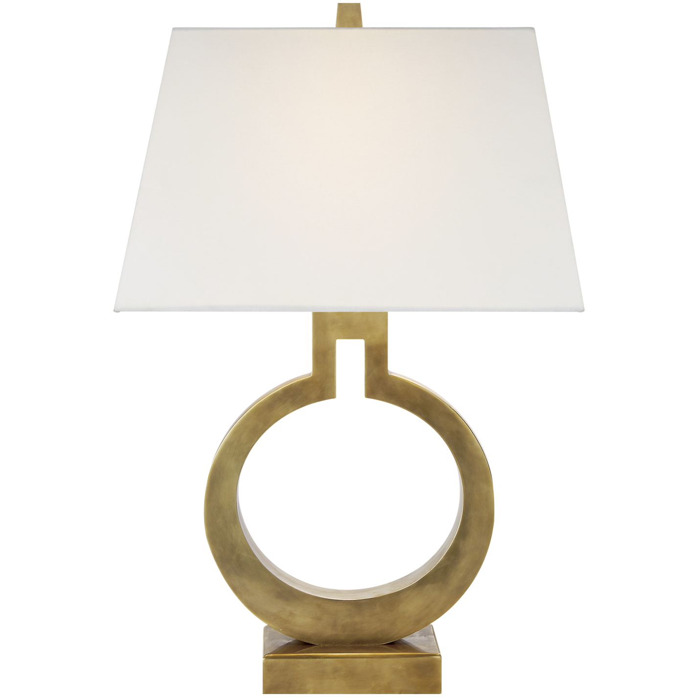 Chapman & Myers Ring 21 inch 75 watt Antique-Burnished Brass Table Lamp Portable Light in Linen, Small
