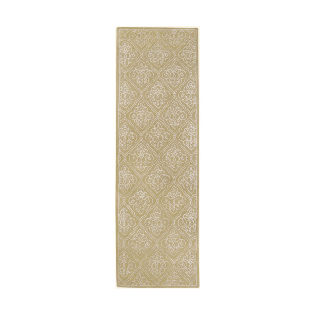 Modern Classics 96 X 30 inch Green and Neutral Runner, Wool