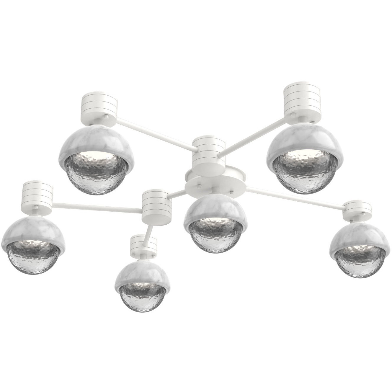 Cabochon Sconce & Flush Mount Wall Light in 3000K LED, Clear, Salt White with White Marble, Hub & Spoke