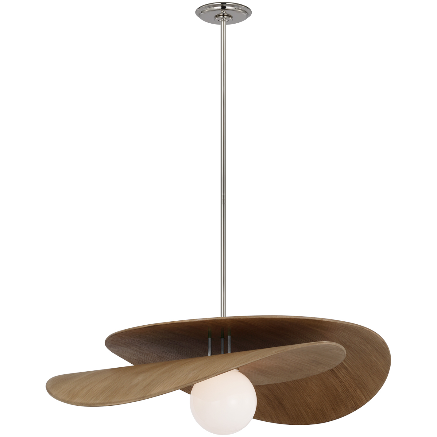 Windsor Smith Mahalo LED 32 inch Polished Nickel and Natural Oak Tiered Pendant Ceiling Light