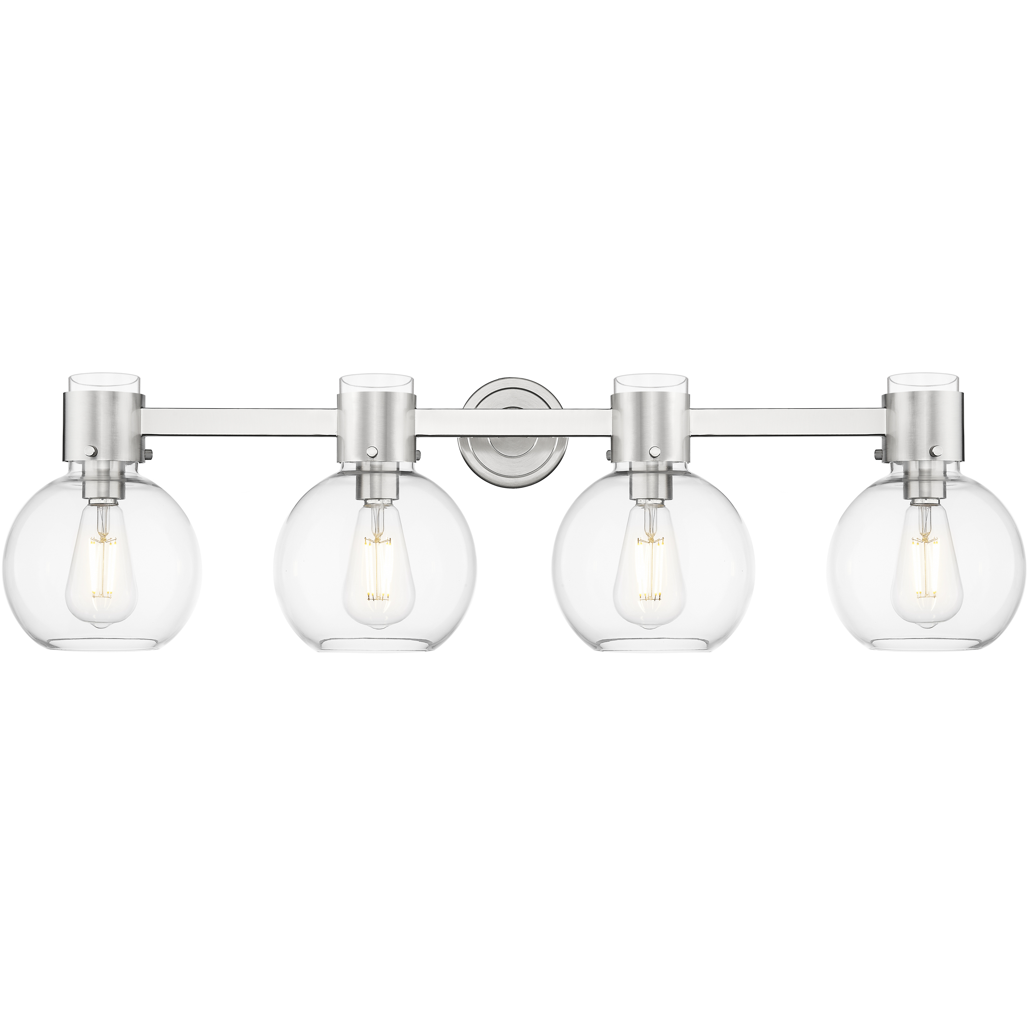 Lawton Sphere 4 Light 34 inch Polished Nickel Bath Vanity Light Wall Light in Clear Glass