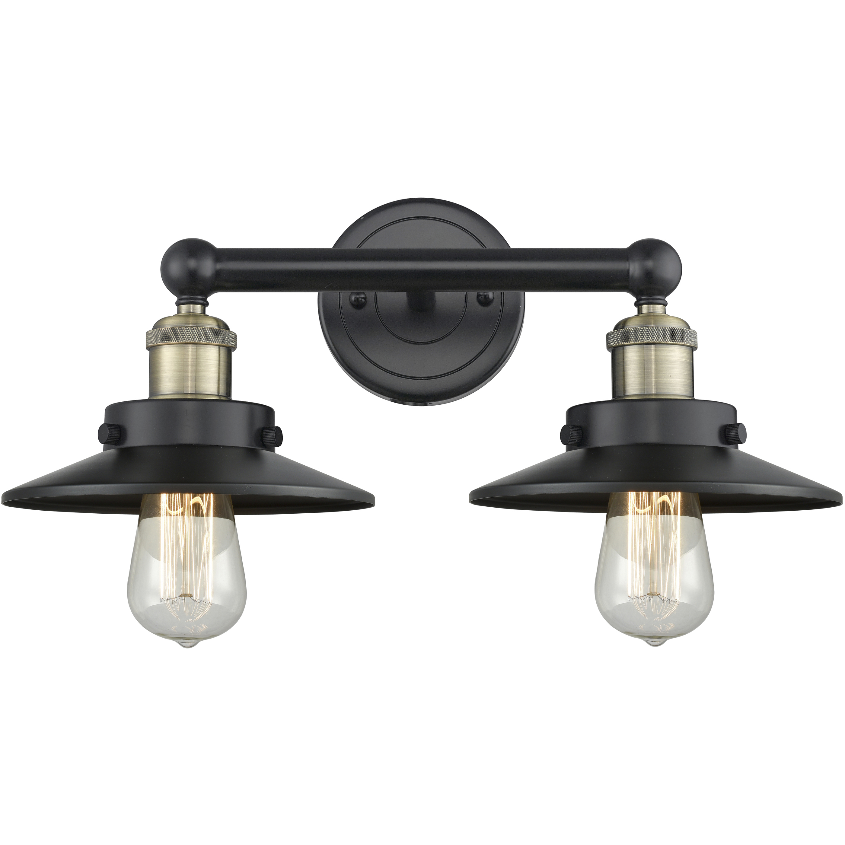 Railraod 2 Light 17 inch Black Antique Brass Bath Vanity Light Wall Light in Matte Black