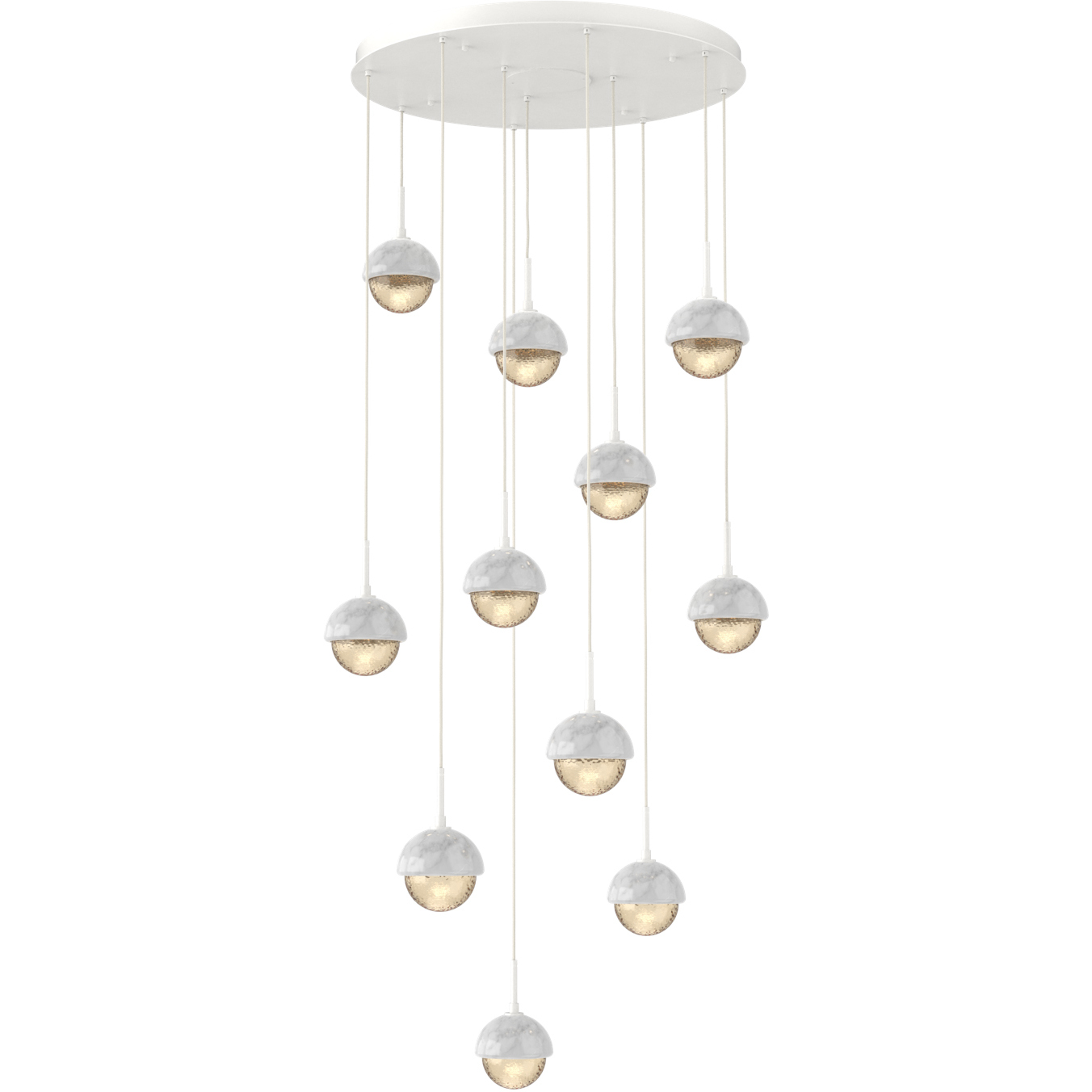 Cabochon LED 33.8 inch Salt White with White Marble Multi-Pendant Ceiling Light in 3000K LED, Amber