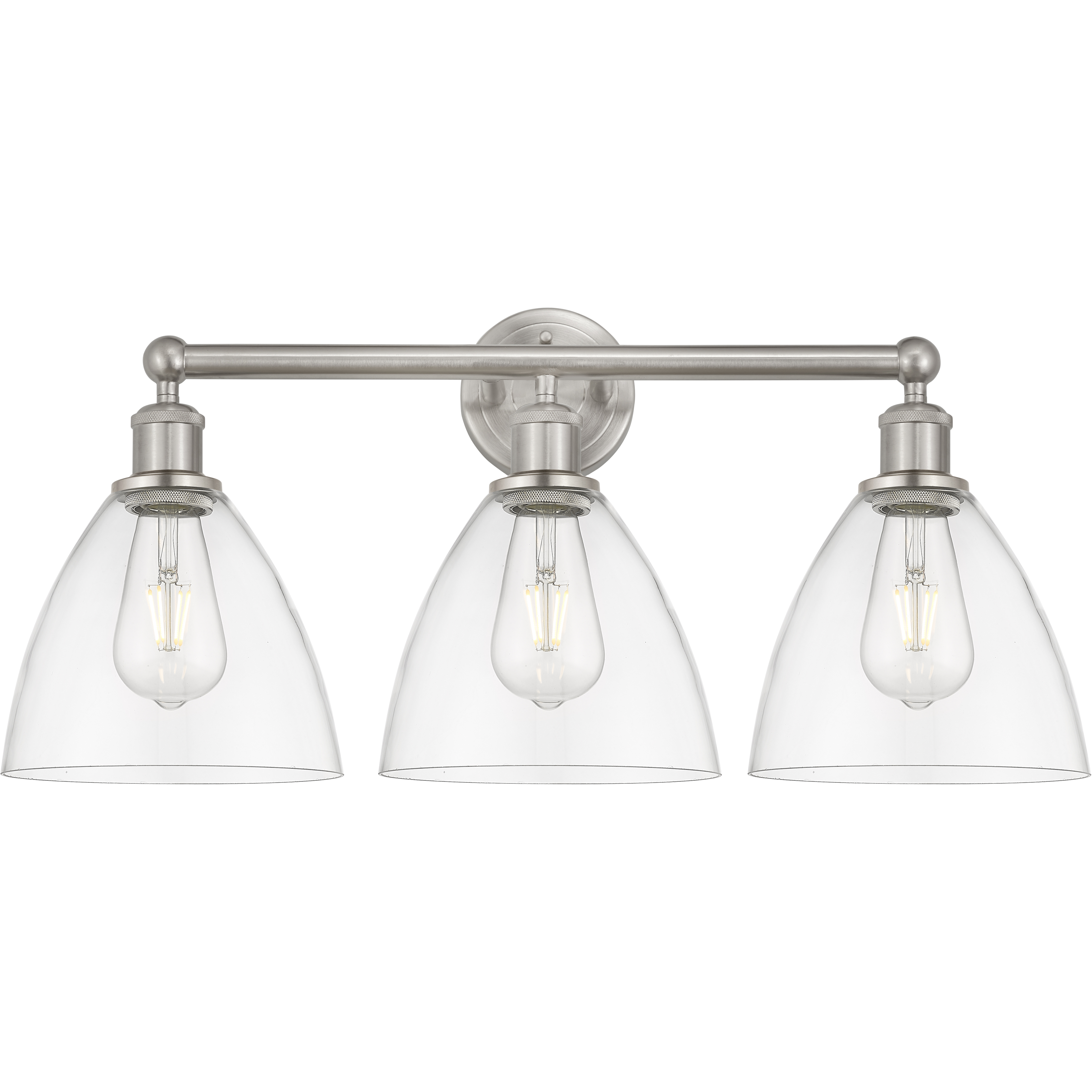 Edison Bristol Glass 3 Light 26 inch Brushed Satin Nickel Bath Vanity Light Wall Light in Clear Glass