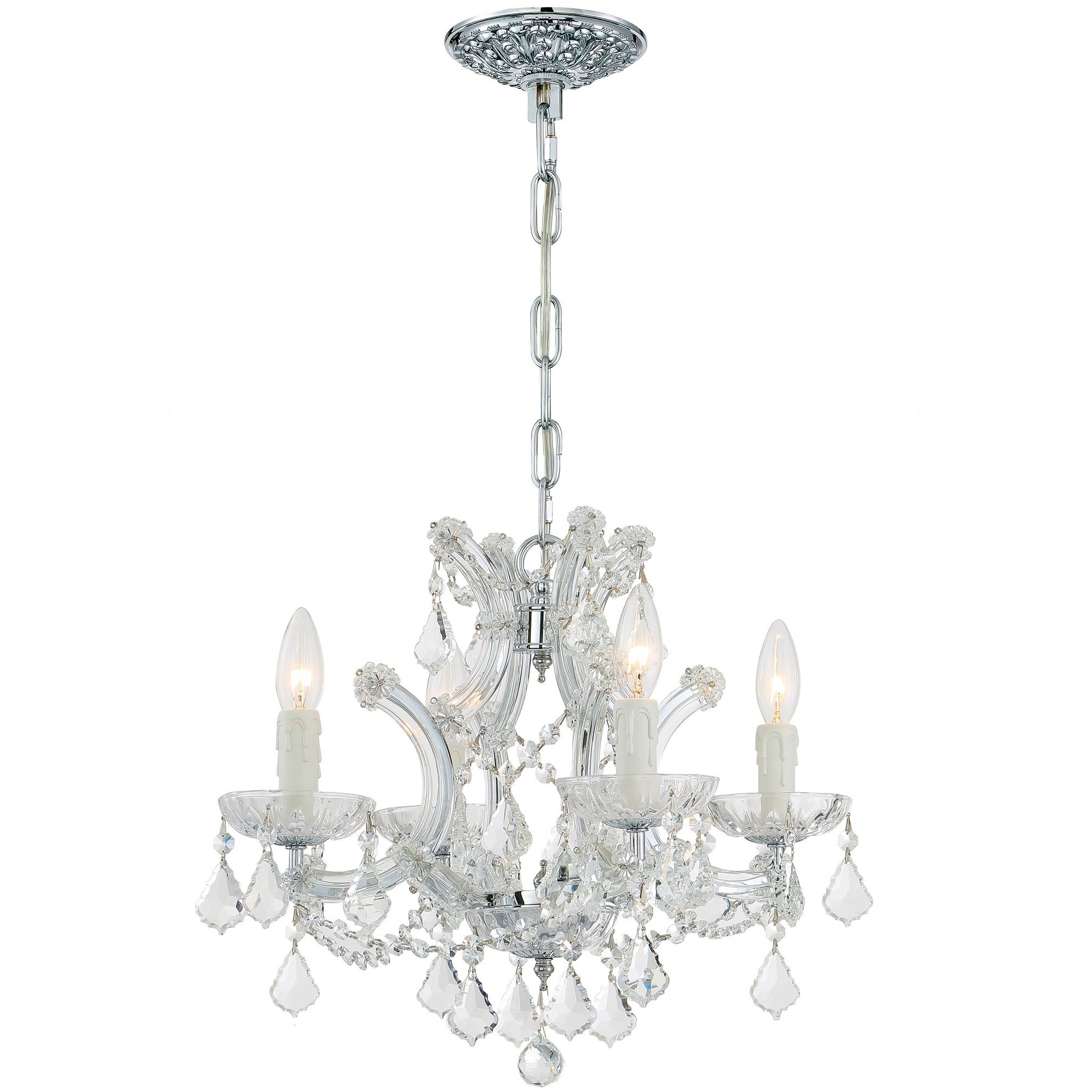 Maria Theresa 4 Light 16.5 inch Polished Chrome Mini Chandelier Ceiling Light in Clear Italian