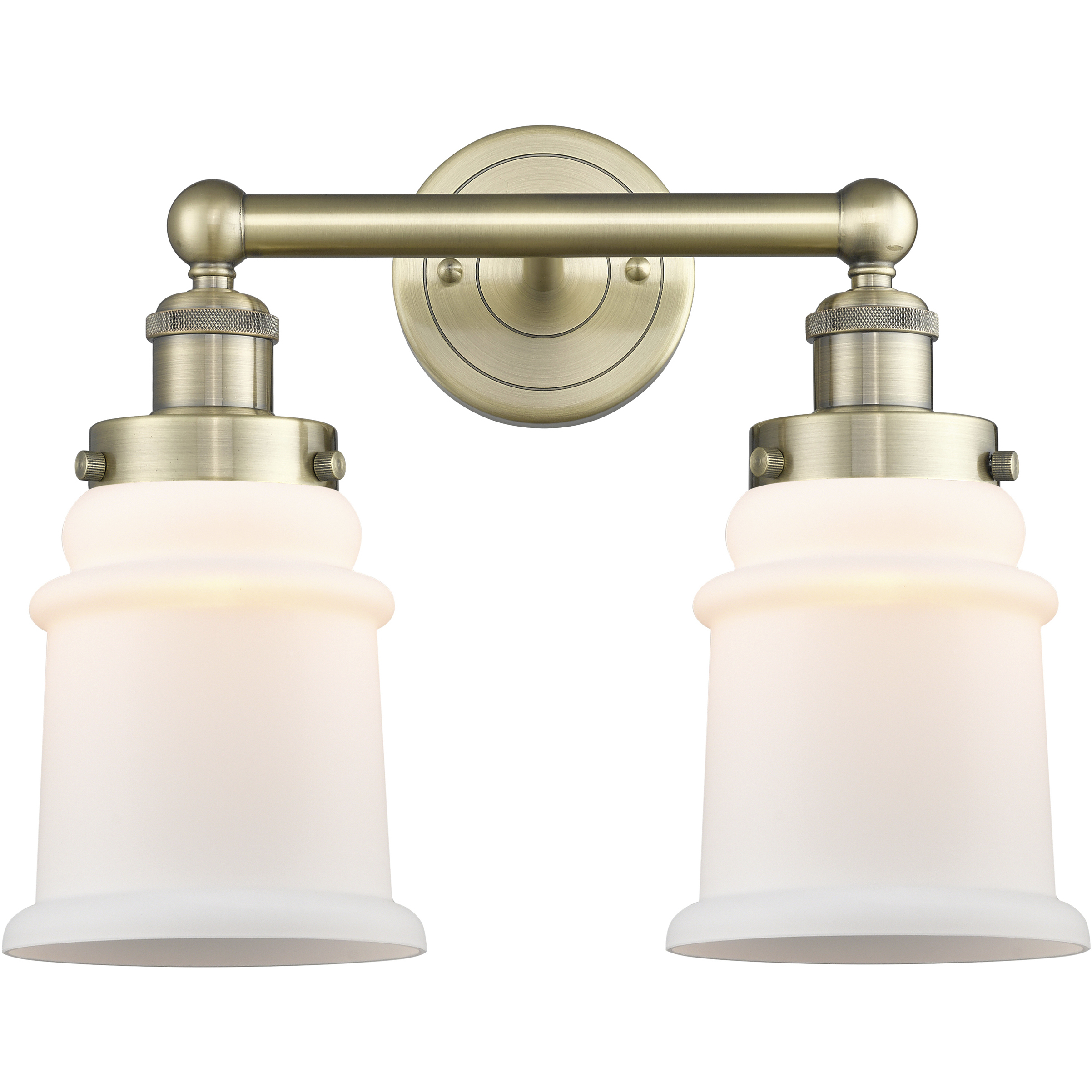 Canton 2 Light 15 inch Antique Brass Bath Vanity Light Wall Light in Matte White