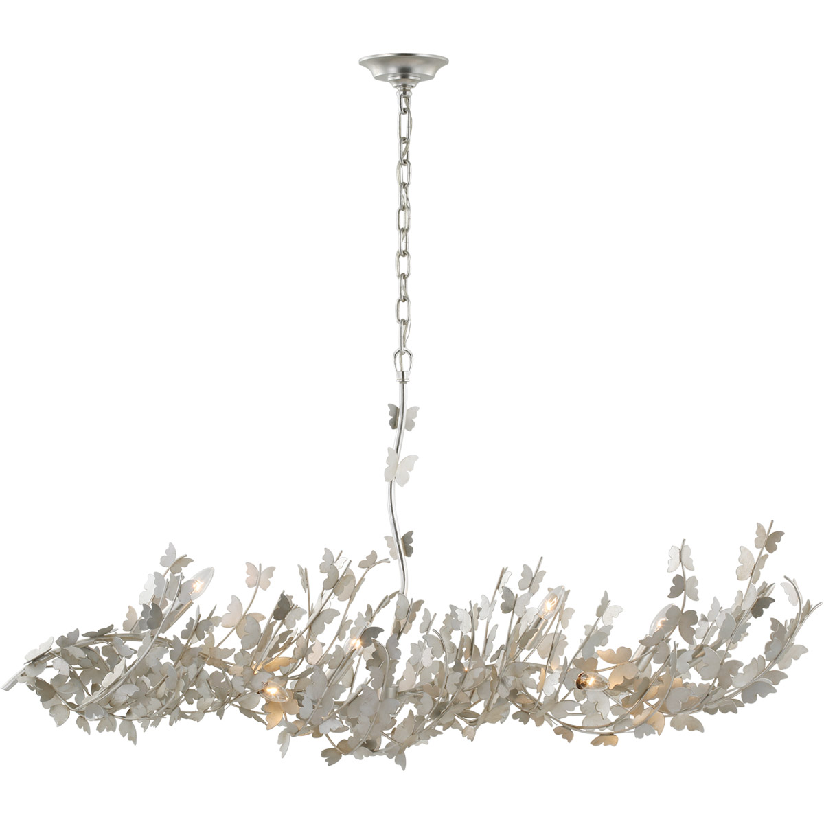 Julie Neill Farfalle LED 54.75 inch Burnished Silver Leaf Linear Chandelier Ceiling Light, Large