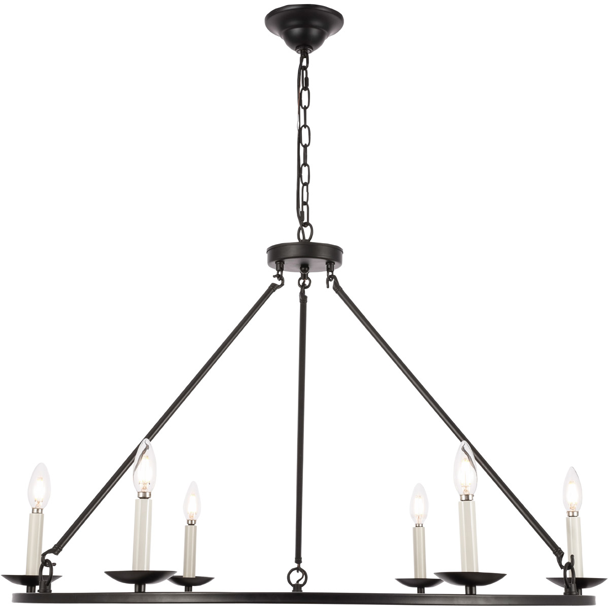 Maine 6 Light 36 inch Black Chandelier Ceiling Light
