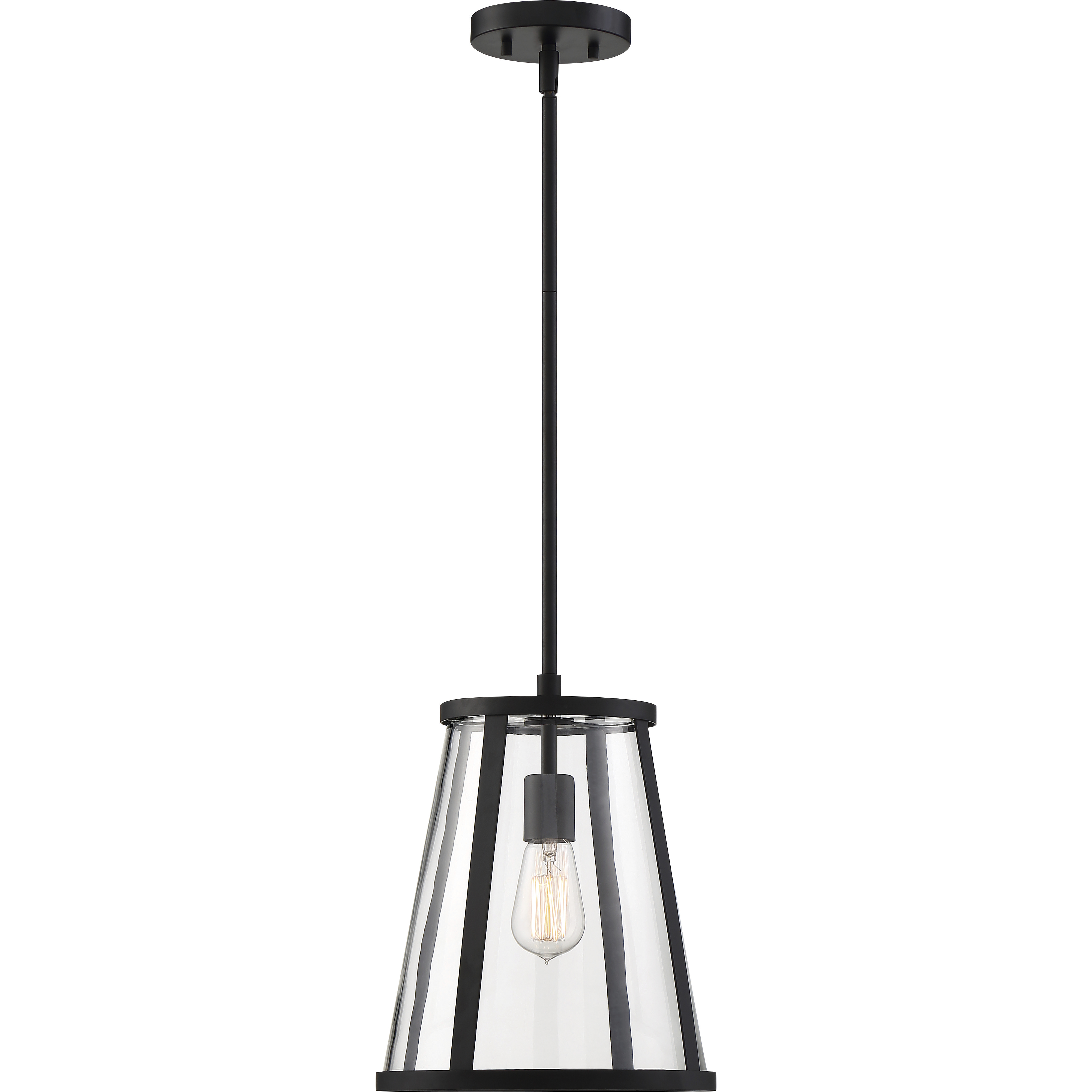 Bruge 1 Light 10.5 inch Matte Black and Clear Pendant Ceiling Light
