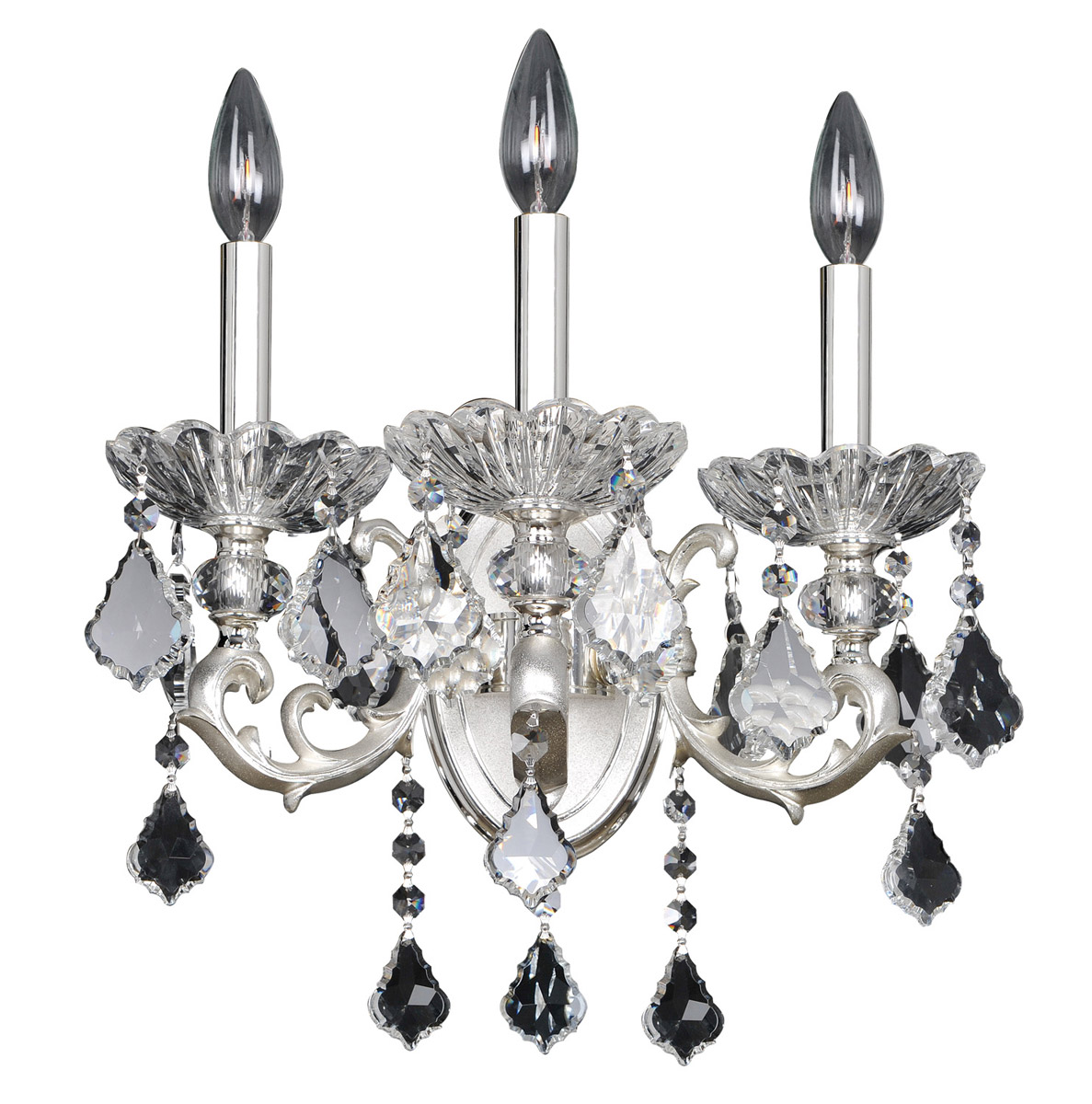 Praetorius 3 Light 15.5 inch Two-Tone Silver Wall Bracket Wall Light