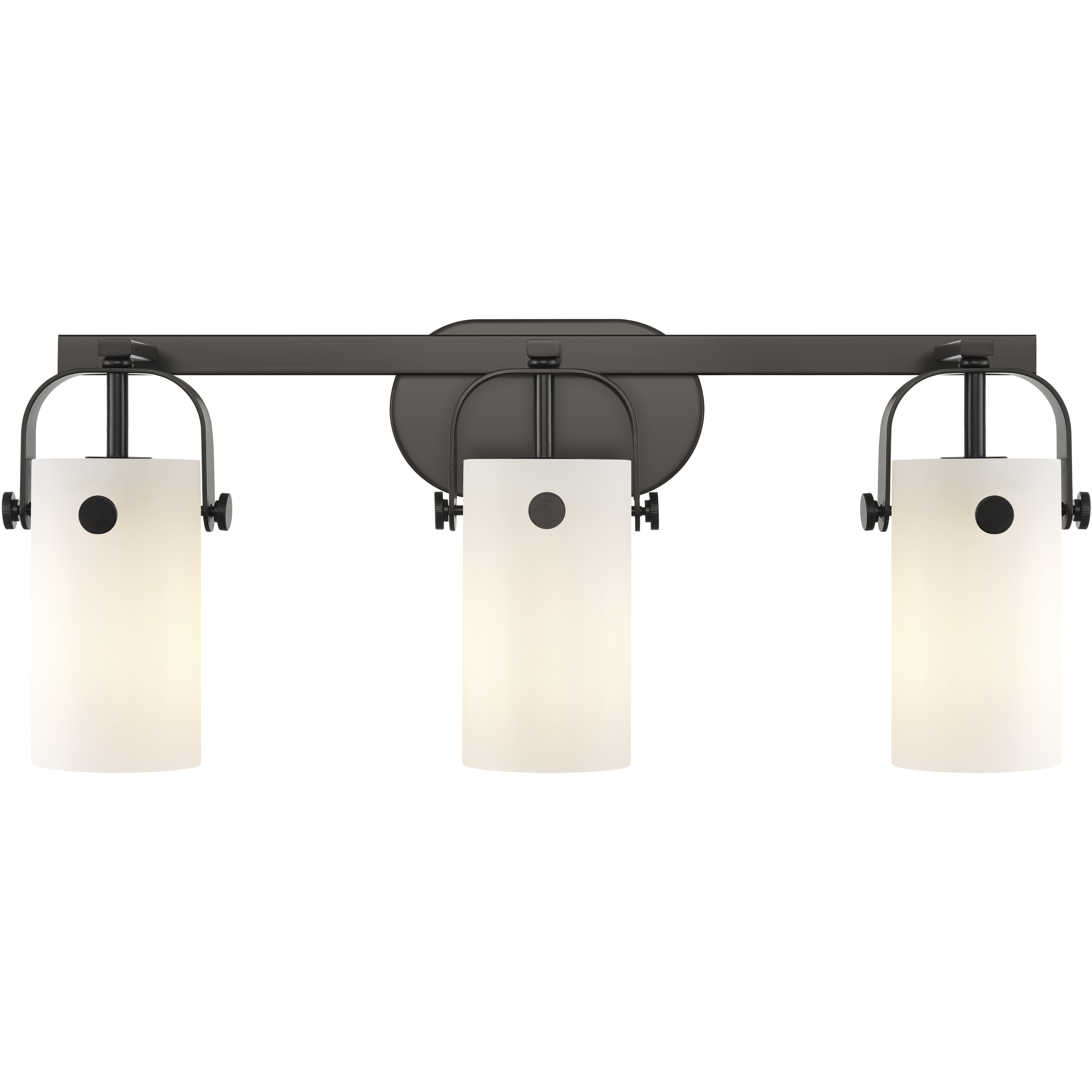 Pilaster II Cylinder 3 Light 24.88 inch Matte Black Bath Vanity Light Wall Light in Matte White Glass