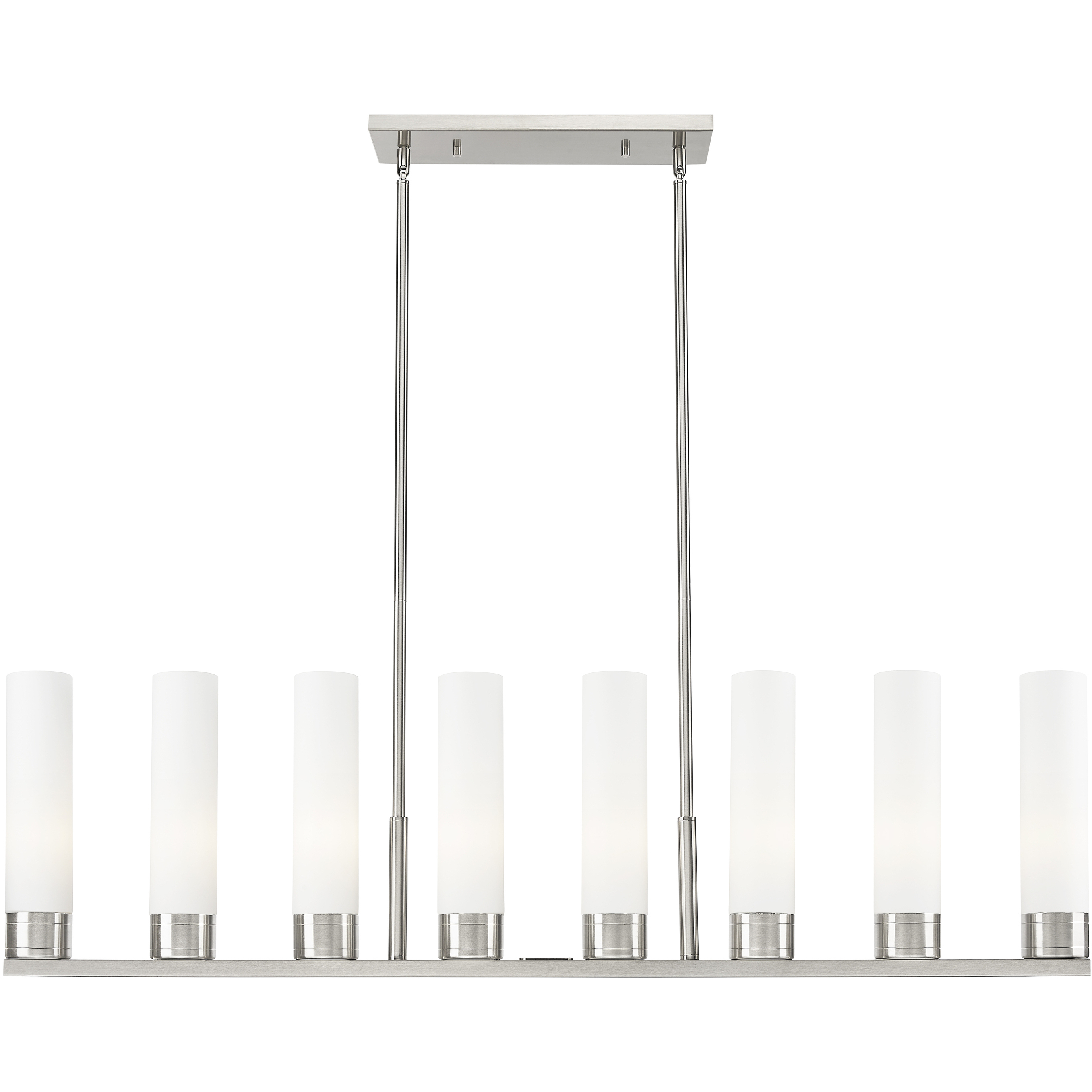 Boreas Island Light Ceiling Light in Satin Nickel, White Glass