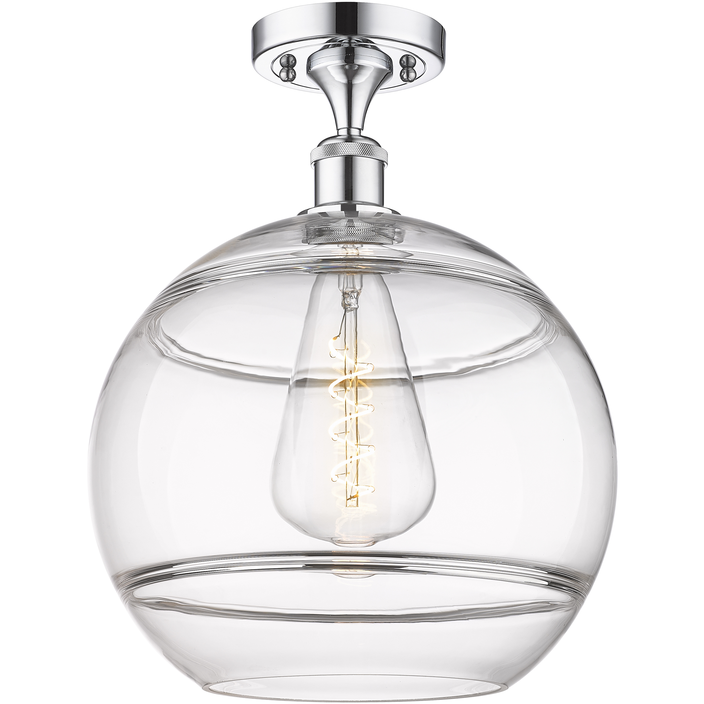 Edison Rochester 1 Light 12 inch Polished Chrome Semi-Flush Mount Ceiling Light in Clear Glass