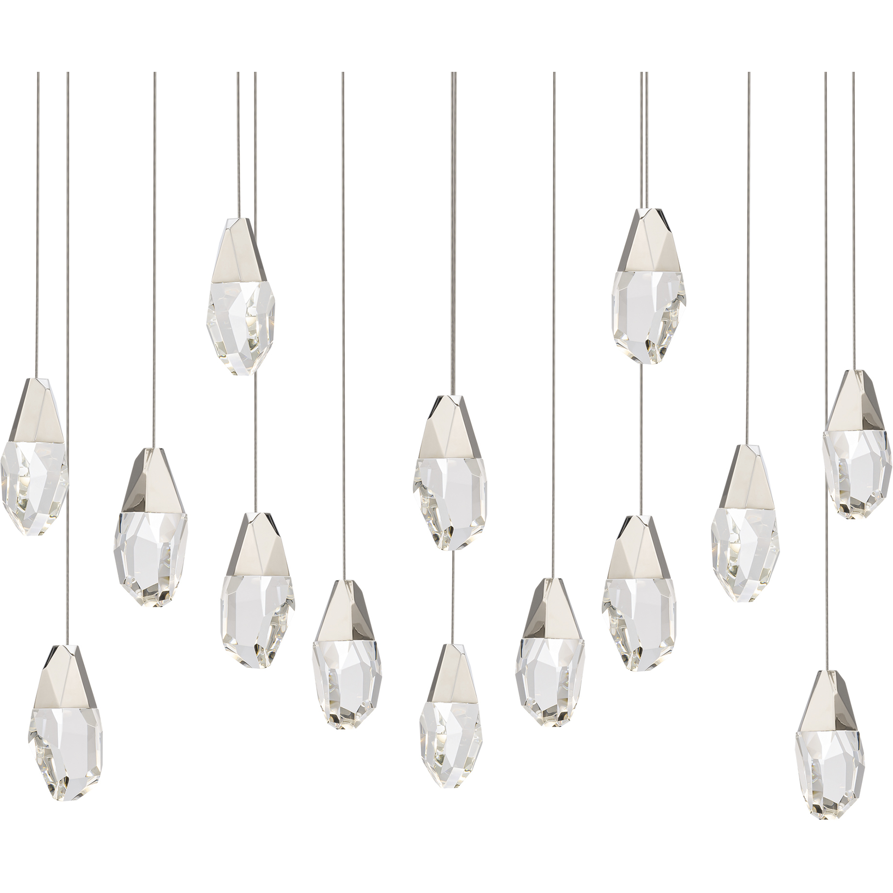 Beyond Martini LED 9.5 inch Polished Nickel Multi-Light Pendant Ceiling Light in Optic Haze, Linear Canopy