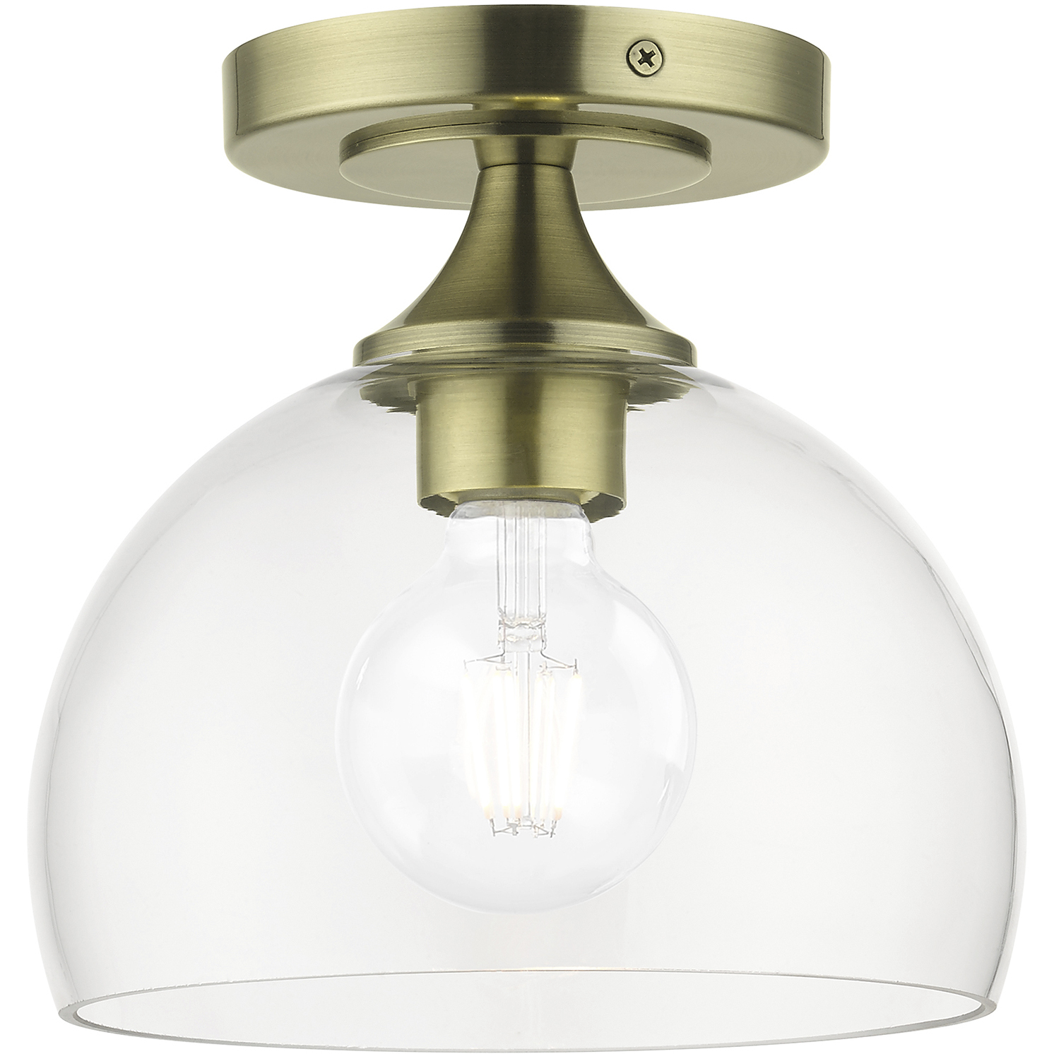 Glendon 1 Light 8.25 inch Antique Brass Semi-Flush Ceiling Light