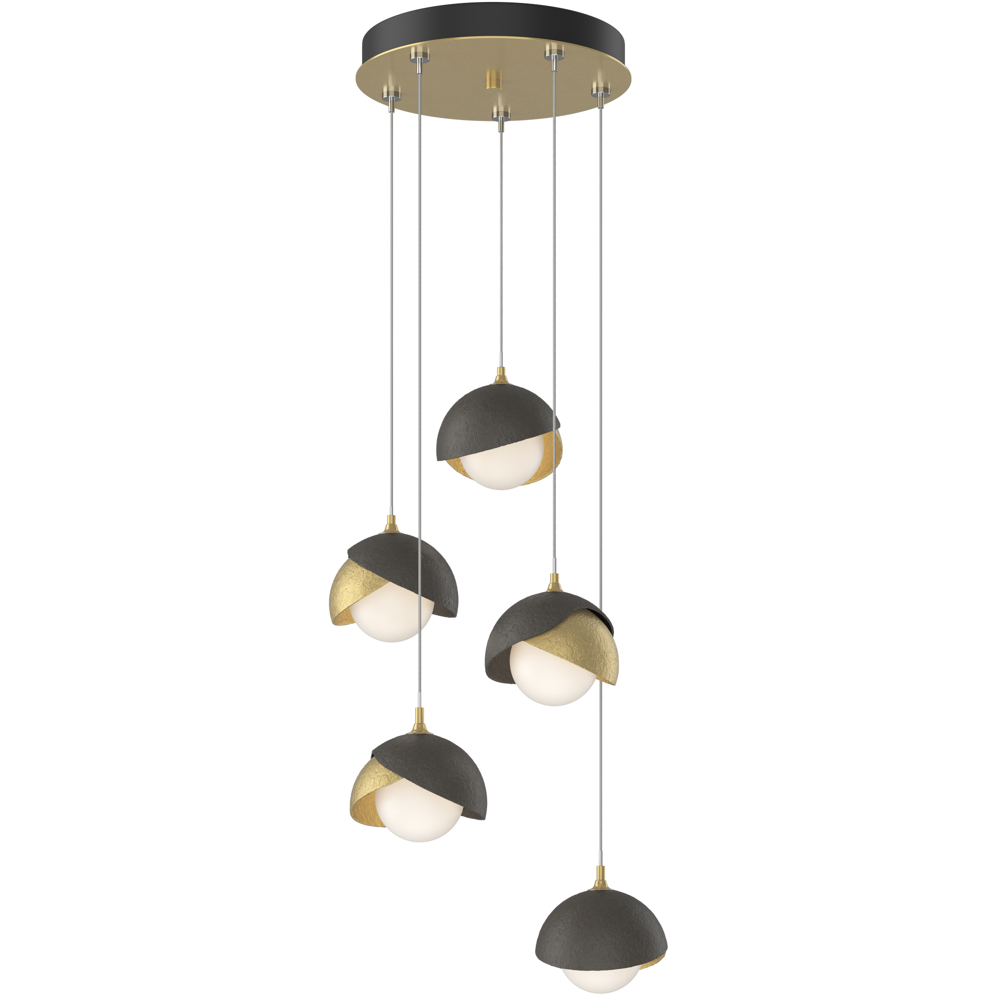 Brooklyn 5 Light 16 inch Modern Brass with Dark Smoke Pendant Ceiling Light in Modern Brass/Dark Smoke, Long