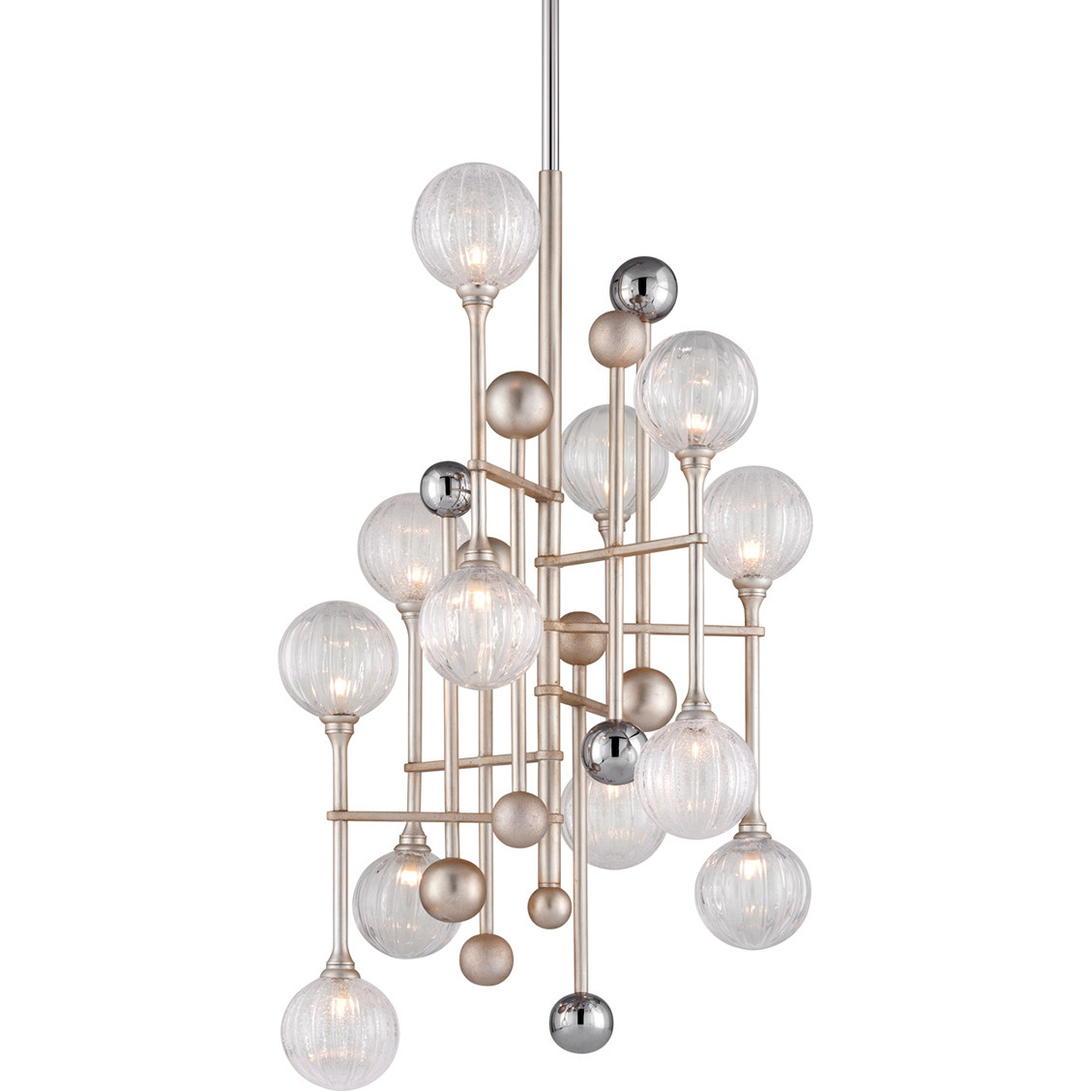 Majorette 12 Light 24.75 inch Silver Leaf/Polished Chrome Chandelier Ceiling Light