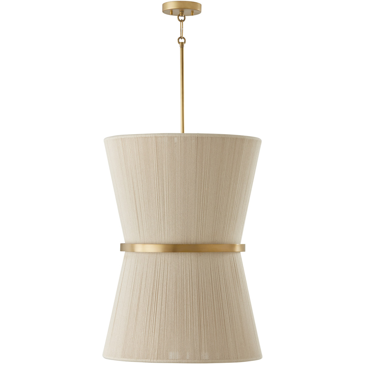 Cecilia 6 Light 20 inch Bleached Natural Rope and Patinaed Brass Foyer Light Ceiling Light