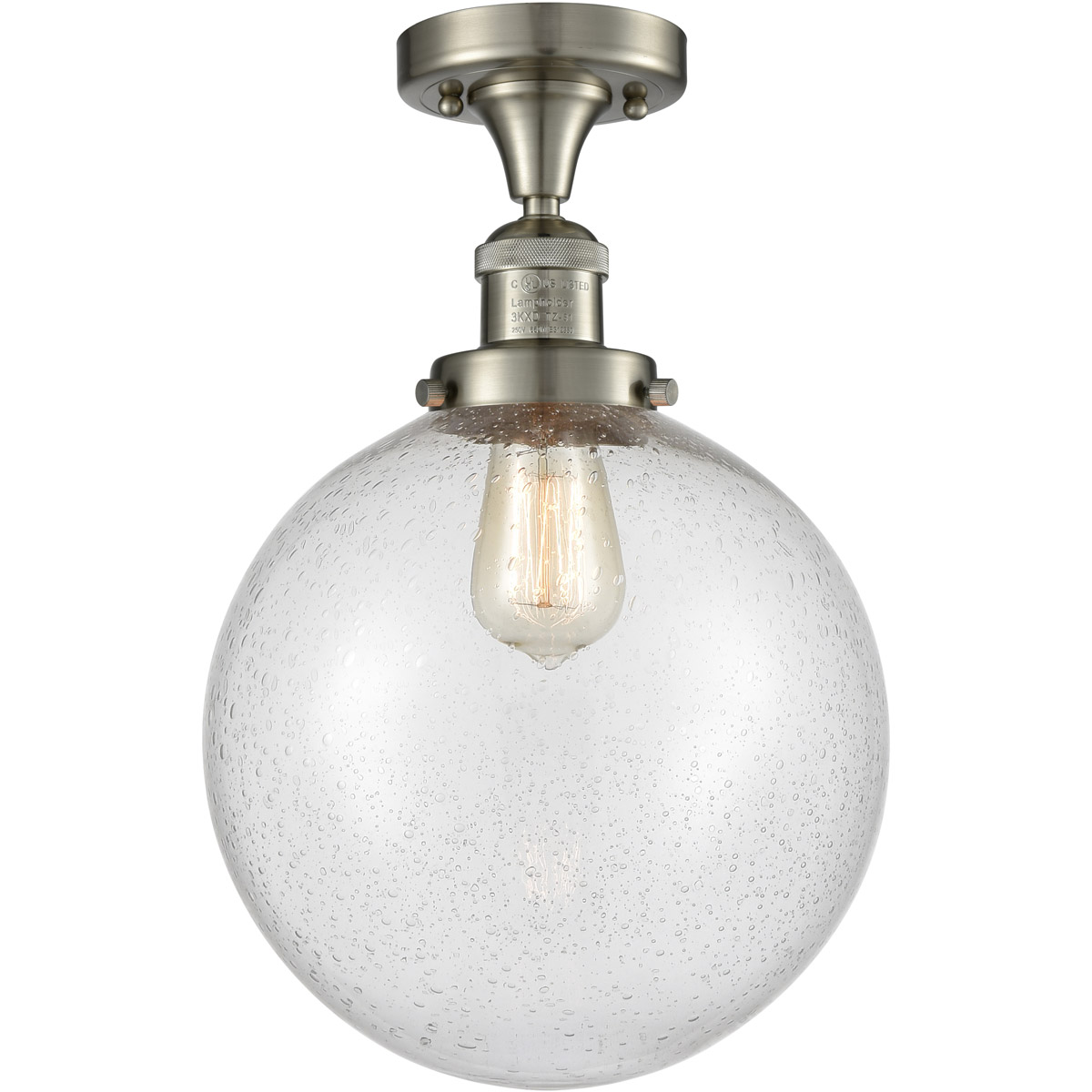 Franklin Restoration X-Large Beacon 1 Light 10 inch Brushed Satin Nickel Semi-Flush Mount Ceiling Light in Seedy Glass, Franklin Restoration