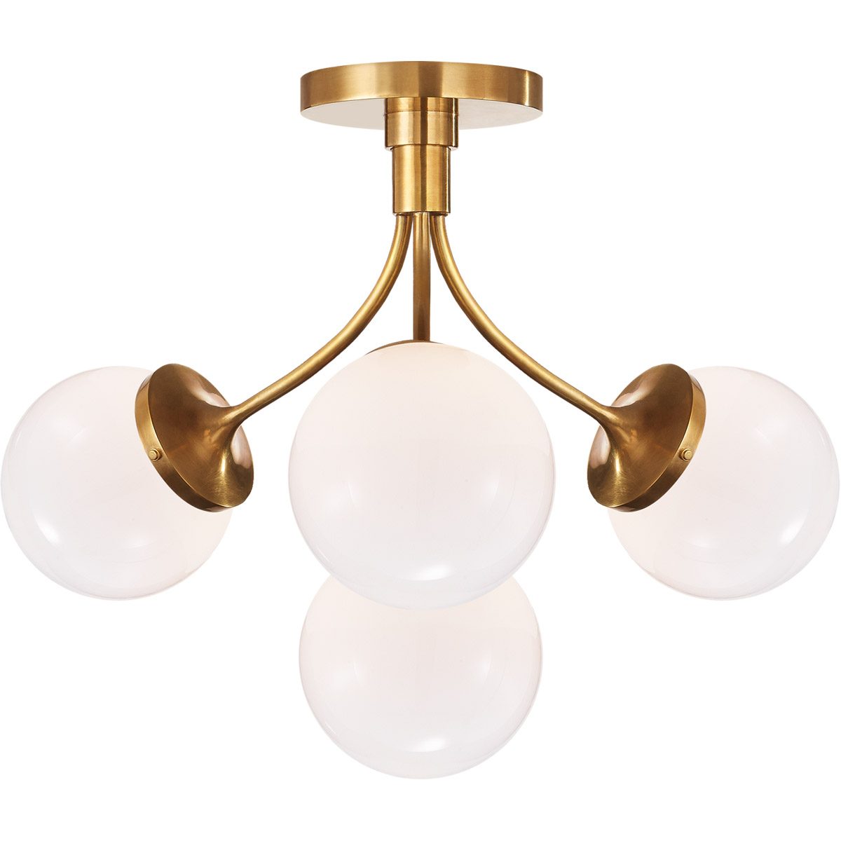 kate spade new york Prescott 4 Light 18 inch Soft Brass Semi-Flush Mount Ceiling Light in White Glass, Medium