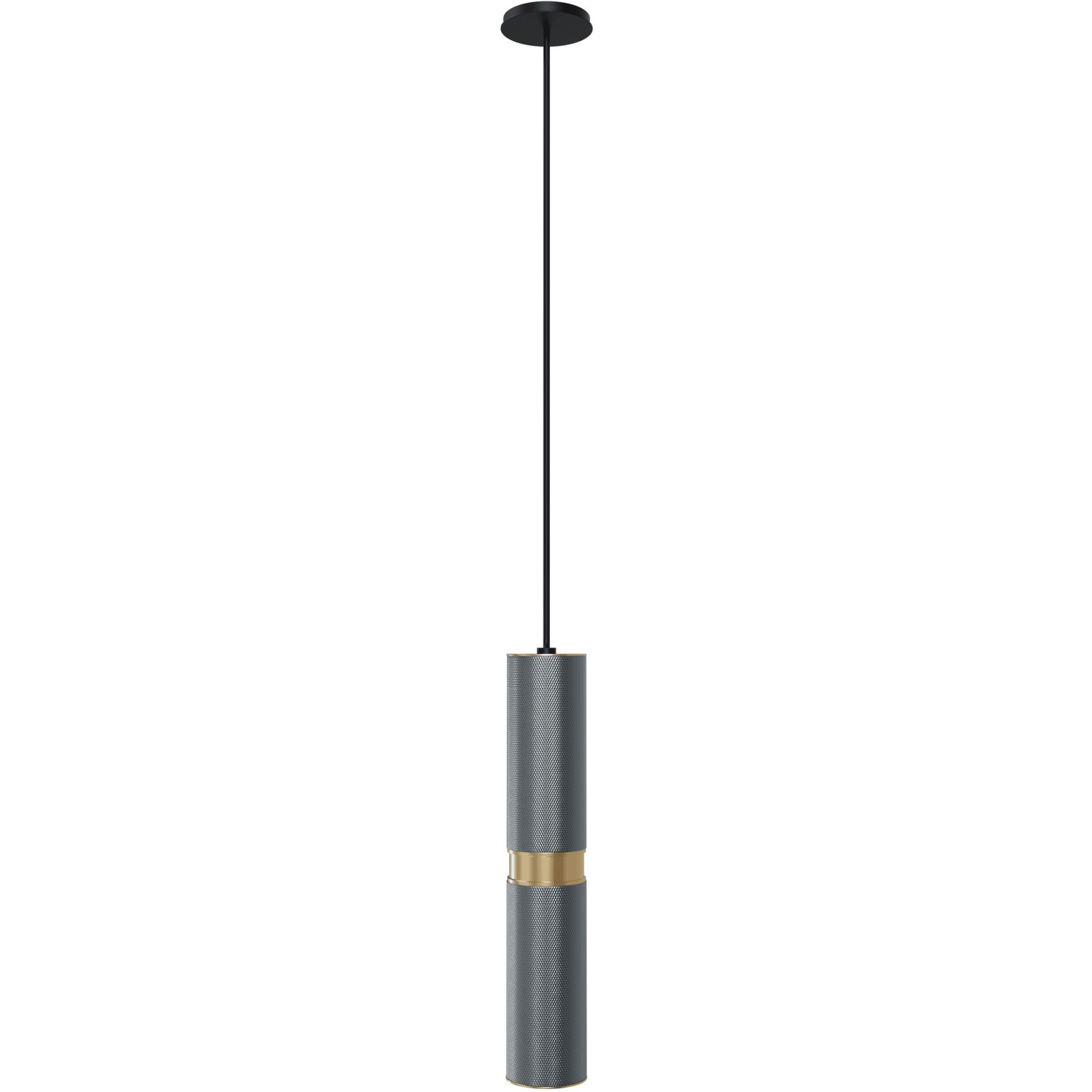 Cicada LED 3 inch Knurled Light Grey with Brass Pendant Ceiling Light