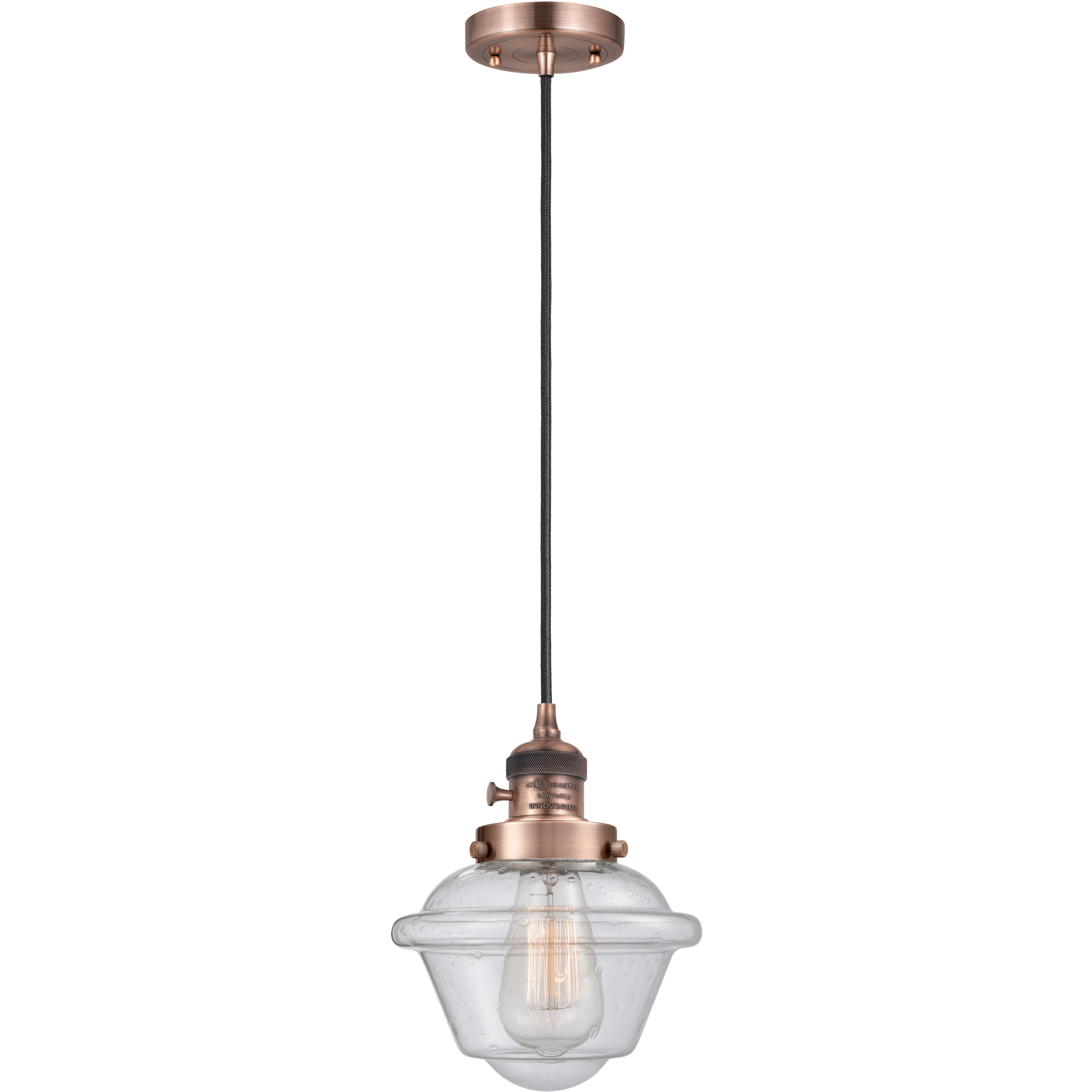 Franklin Restoration Oxford LED 7.5 inch Antique Copper Mini Pendant Ceiling Light in Seedy