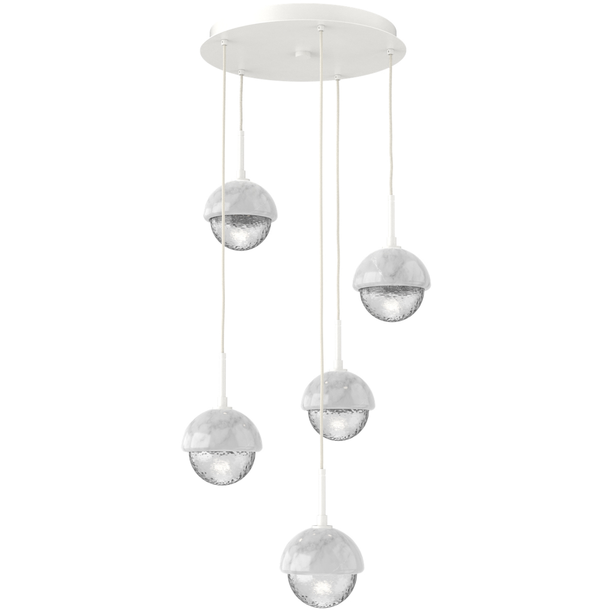 Cabochon LED 20.2 inch Salt White with White Marble Multi-Pendant Ceiling Light in 3000K LED, Clear