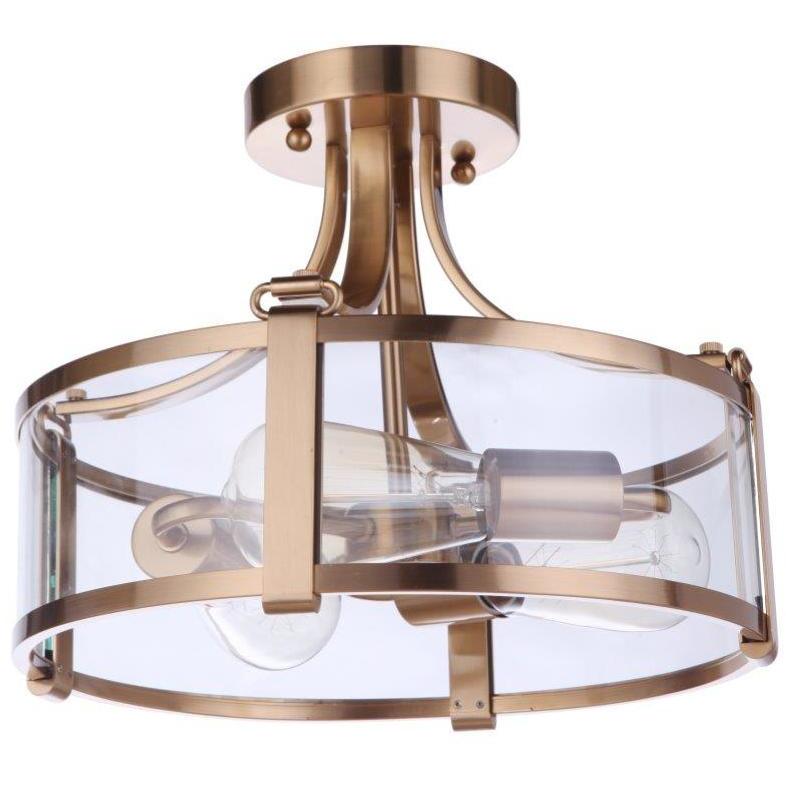 Elliot 3 Light 13 inch Satin Brass Semi Flush Ceiling Light