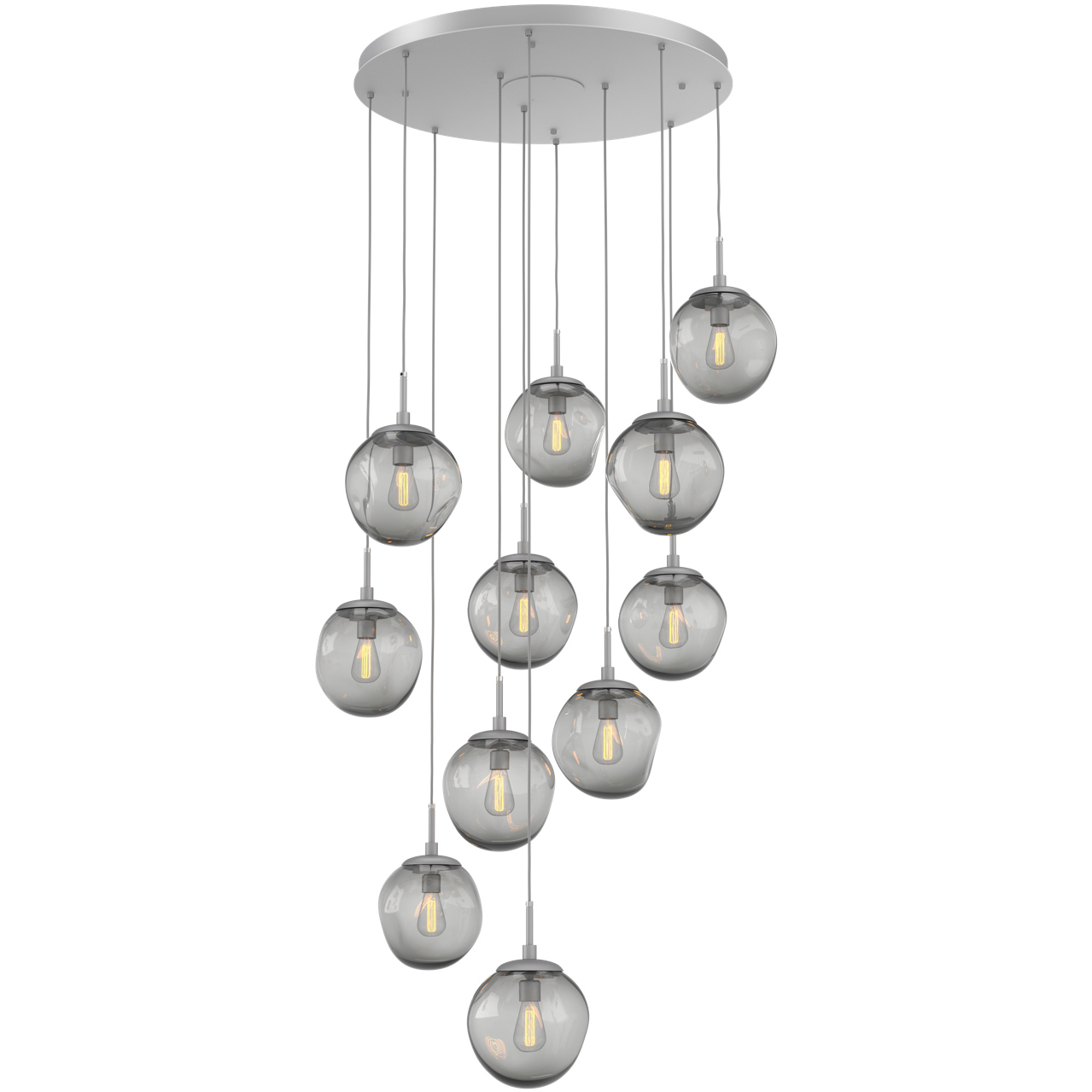 Aster Incandescent 11 Light Classic Silver Chandelier Ceiling Light, Round Multi-Pendant