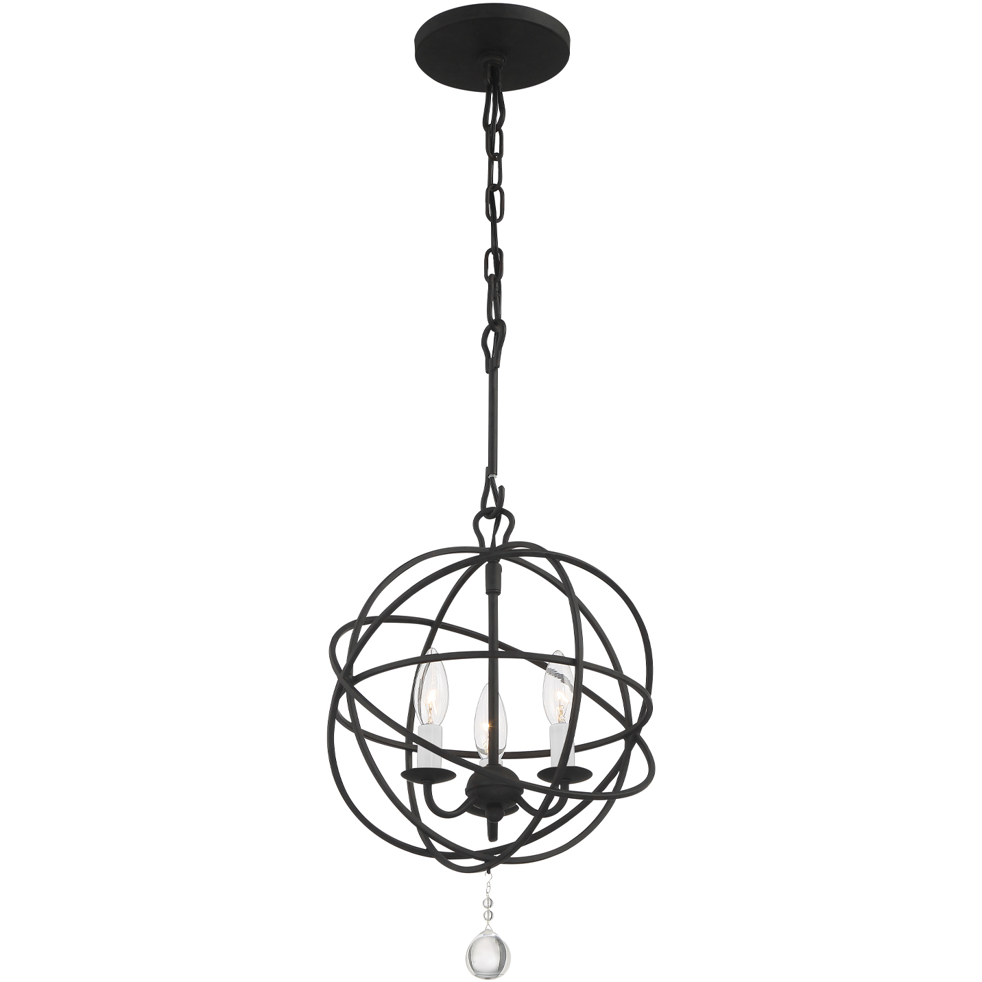 Solaris 3 Light 12.5 inch Black Mini Chandelier Ceiling Light