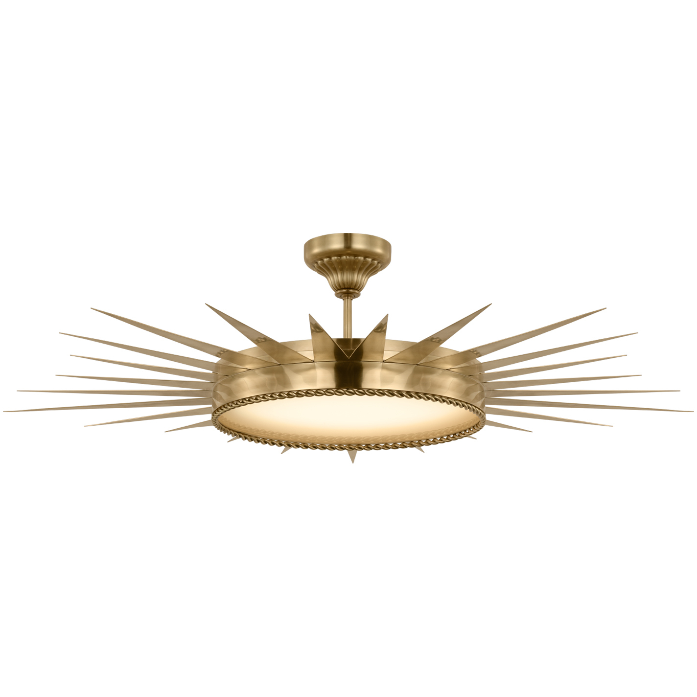Suzanne Kasler Soleil LED 44.5 inch Hand-Rubbed Antique Brass Semi-Flush Mount Ceiling Light