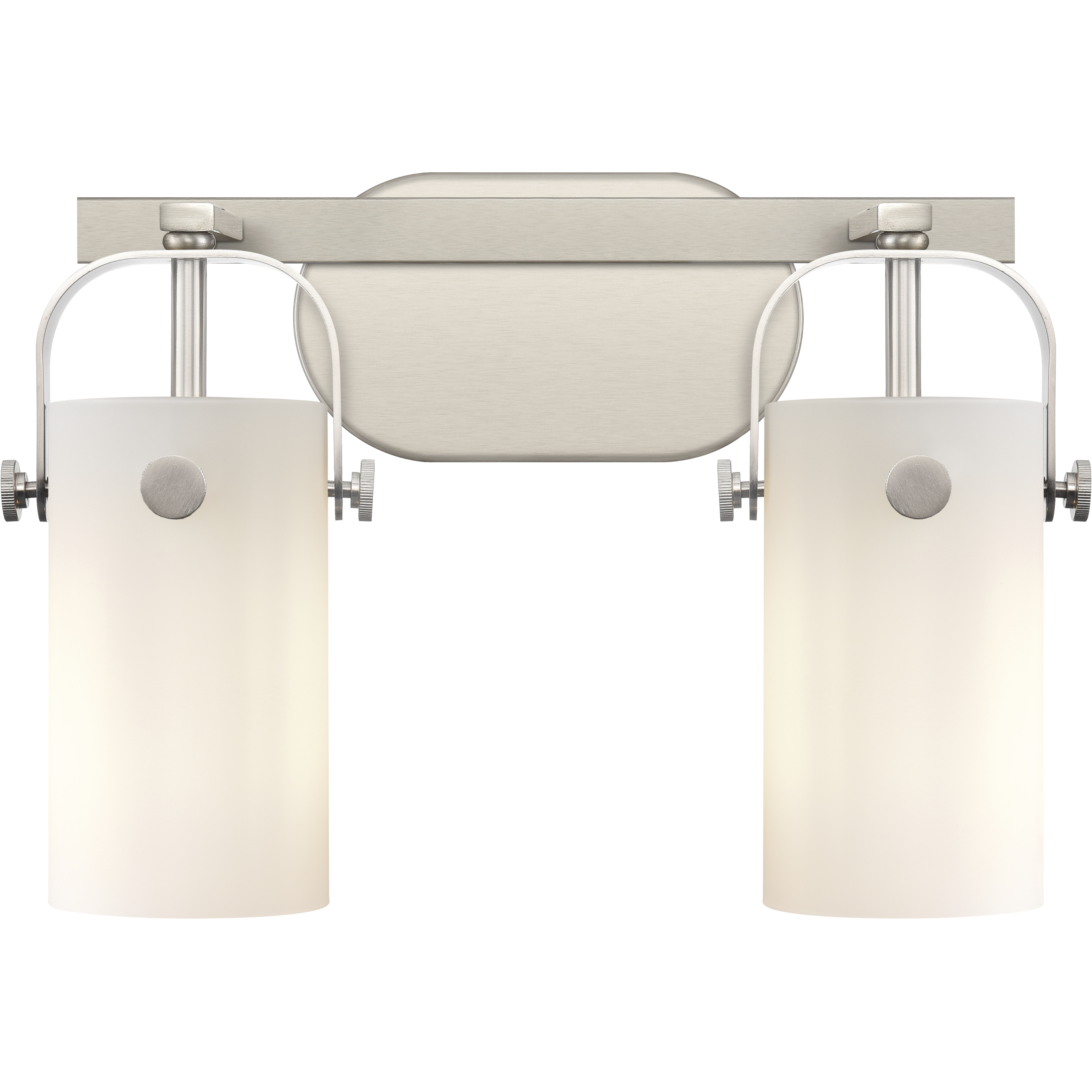 Pilaster II Cylinder 2 Light 14.88 inch Satin Nickel Bath Vanity Light Wall Light in Matte White Glass