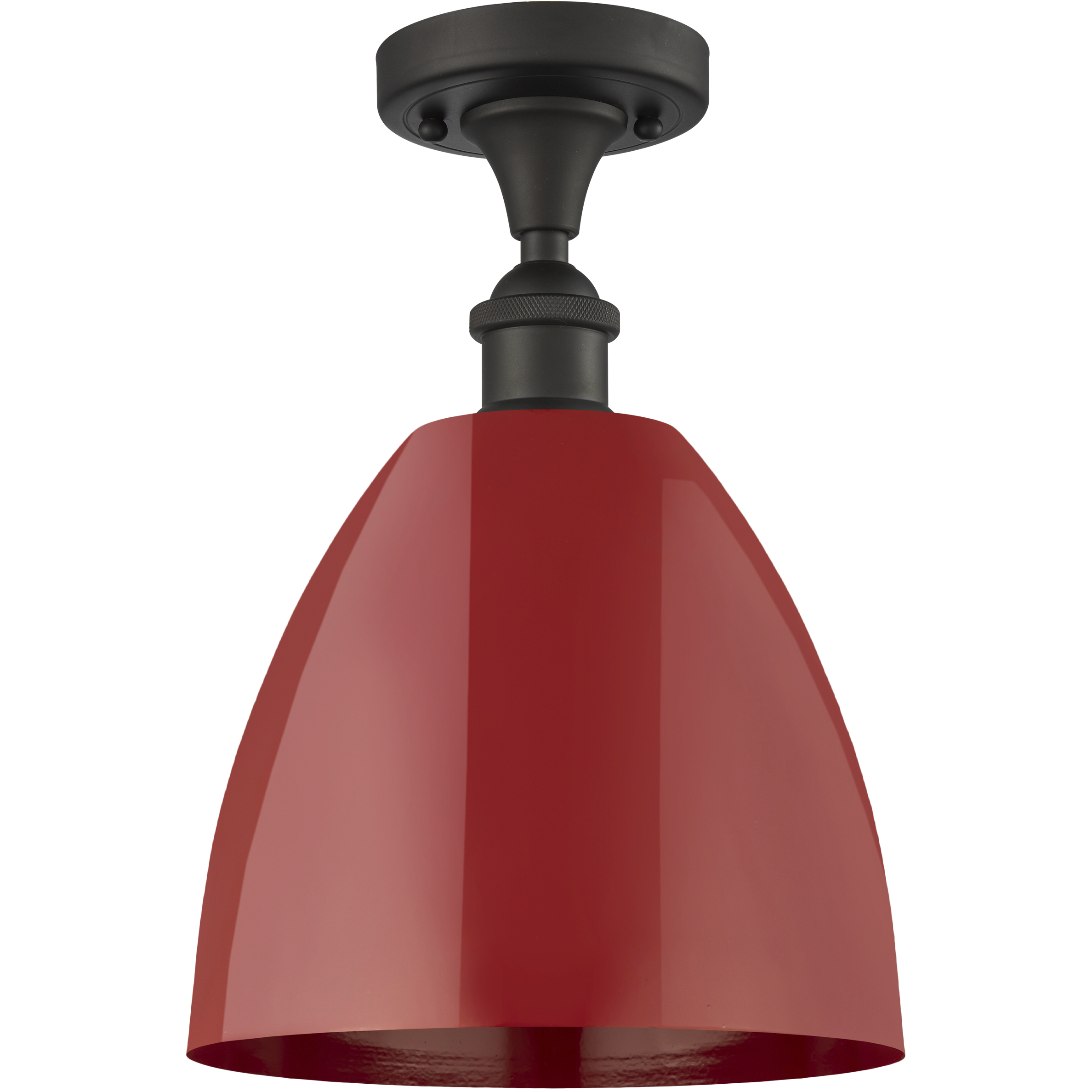 Edison Plymouth Dome 1 Light 9 inch Oil Rubbed Bronze Semi-Flush Mount Ceiling Light in Red