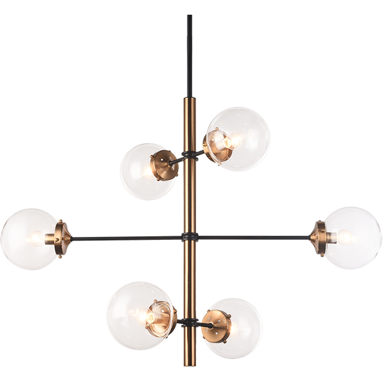 Enchant 6 Light 19.63 inch Aged Gold Brass Pendant Ceiling Light in Aged Gold Brass and Clear