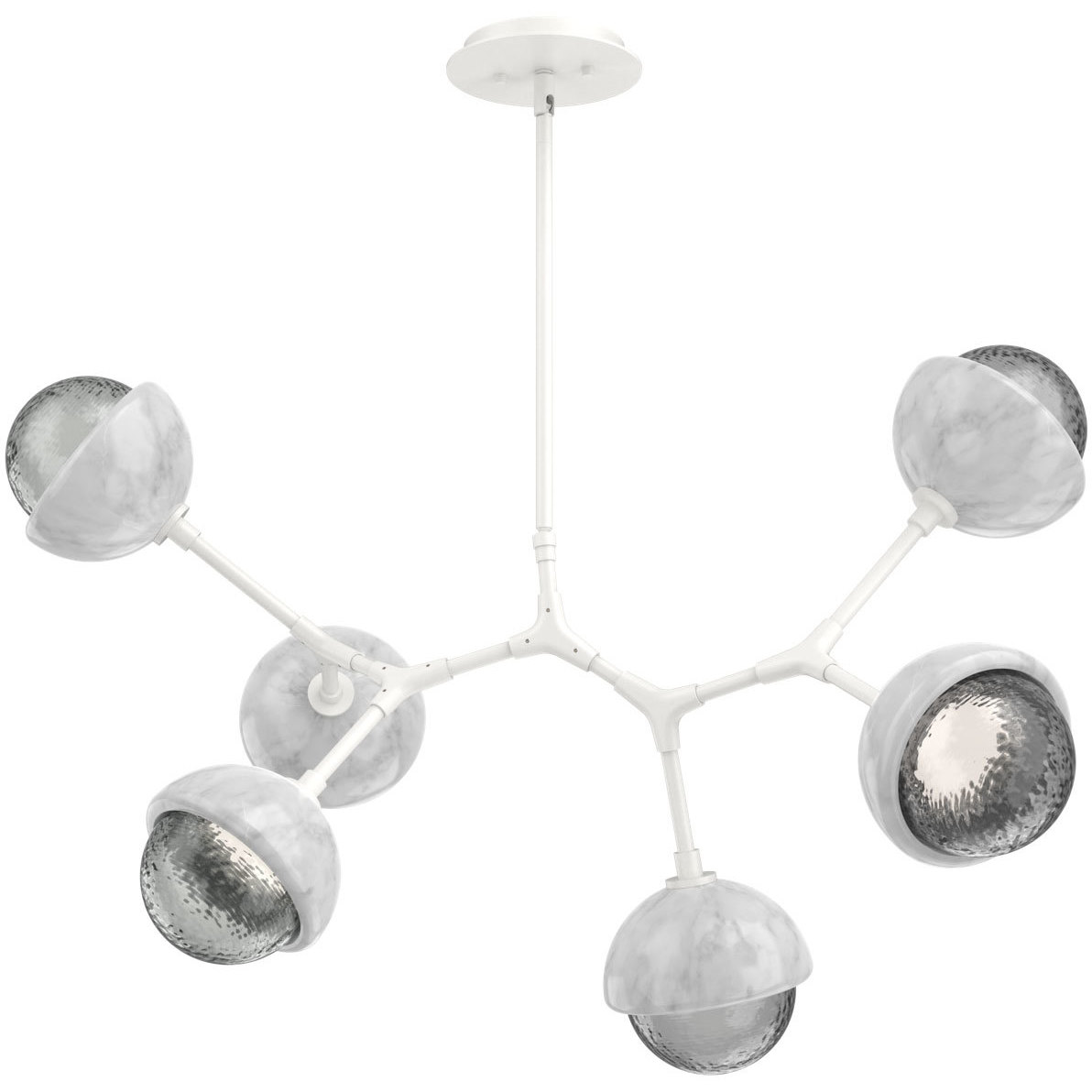 Cabochon LED 30.9 inch Salt White with White Marble Pendant Ceiling Light in 3000K LED, Smoke, Modern Branch