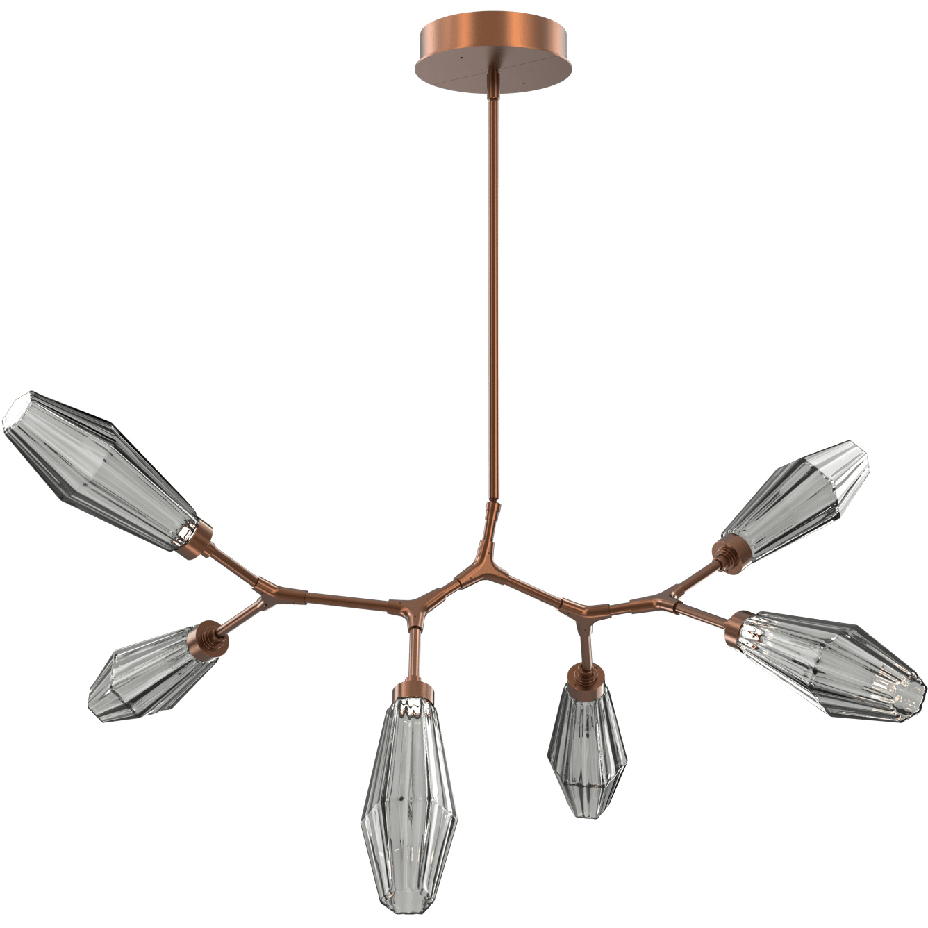 Aalto LED 43 inch Burnished Bronze Linear Pendant Ceiling Light in 3000K LED, Optic Rib Smoke, Modern Branch