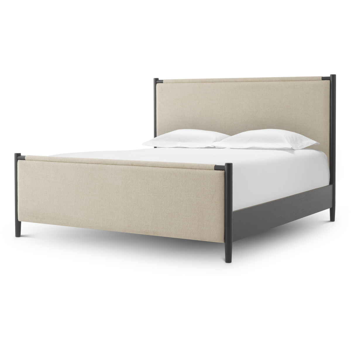 Bellingham Black and Renato Ecru Fabric Bed Frame, King Size