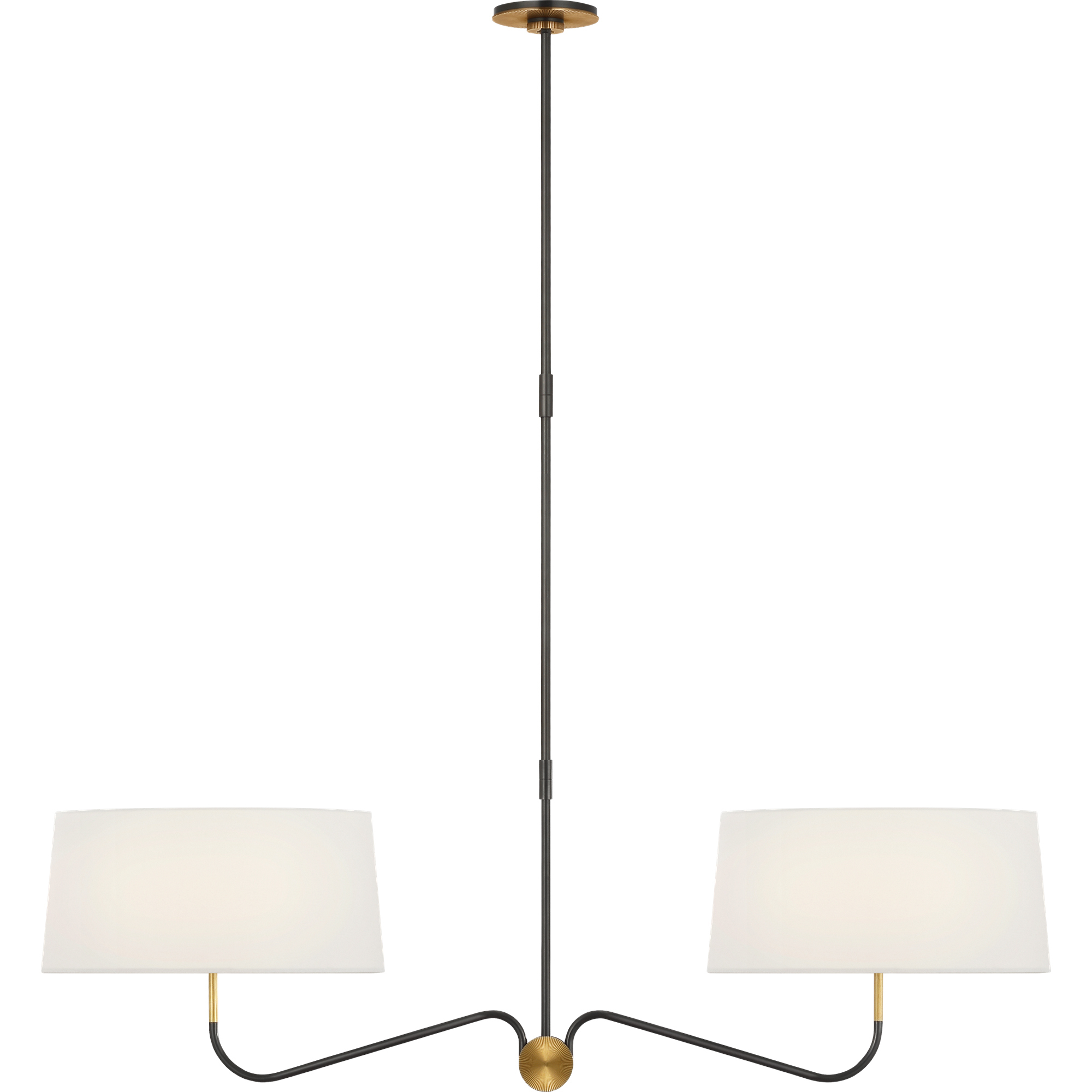 Thomas O'Brien Canto LED 50 inch Bronze and Hand-Rubbed Antique Brass Linear Chandelier Ceiling Light