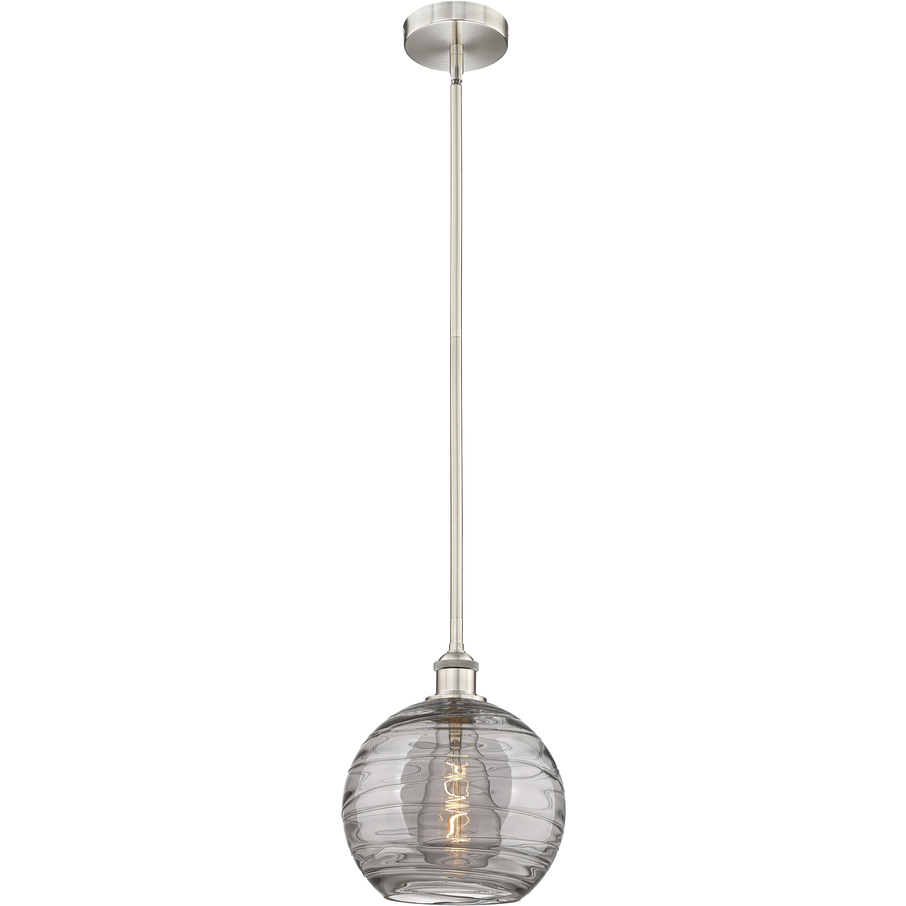 Edison Athens Deco Swirl 1 Light 10 inch Brushed Satin Nickel Stem Hung Mini Pendant Ceiling Light