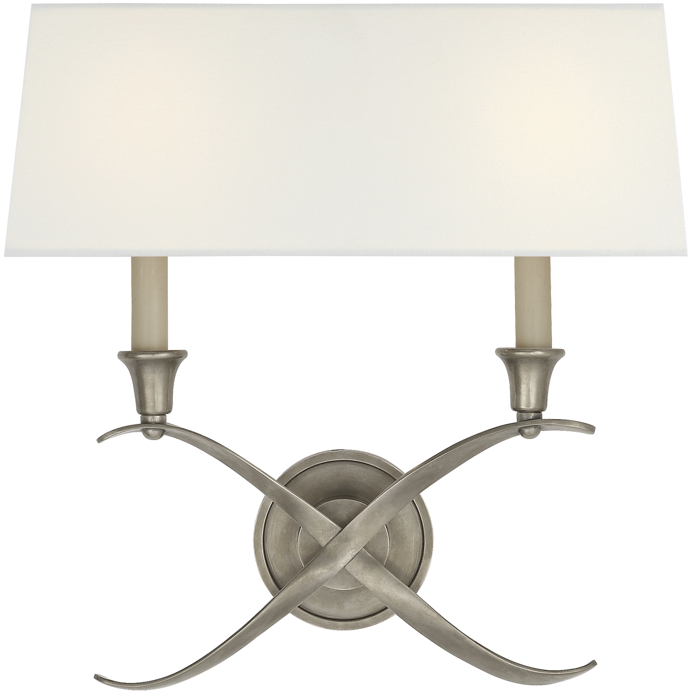 Chapman & Myers Cross Bouillotte 2 Light 15.5 inch Antique Nickel Sconce Wall Light in Linen, Large