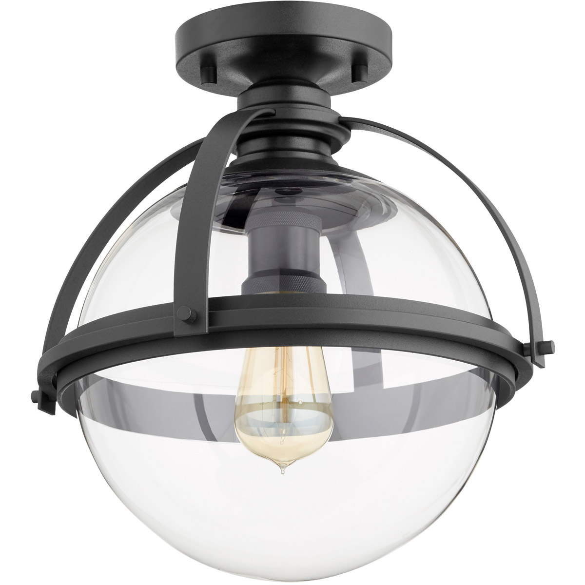 Meridian 1 Light 12.5 inch Noir Semi Flush Mount Ceiling Light