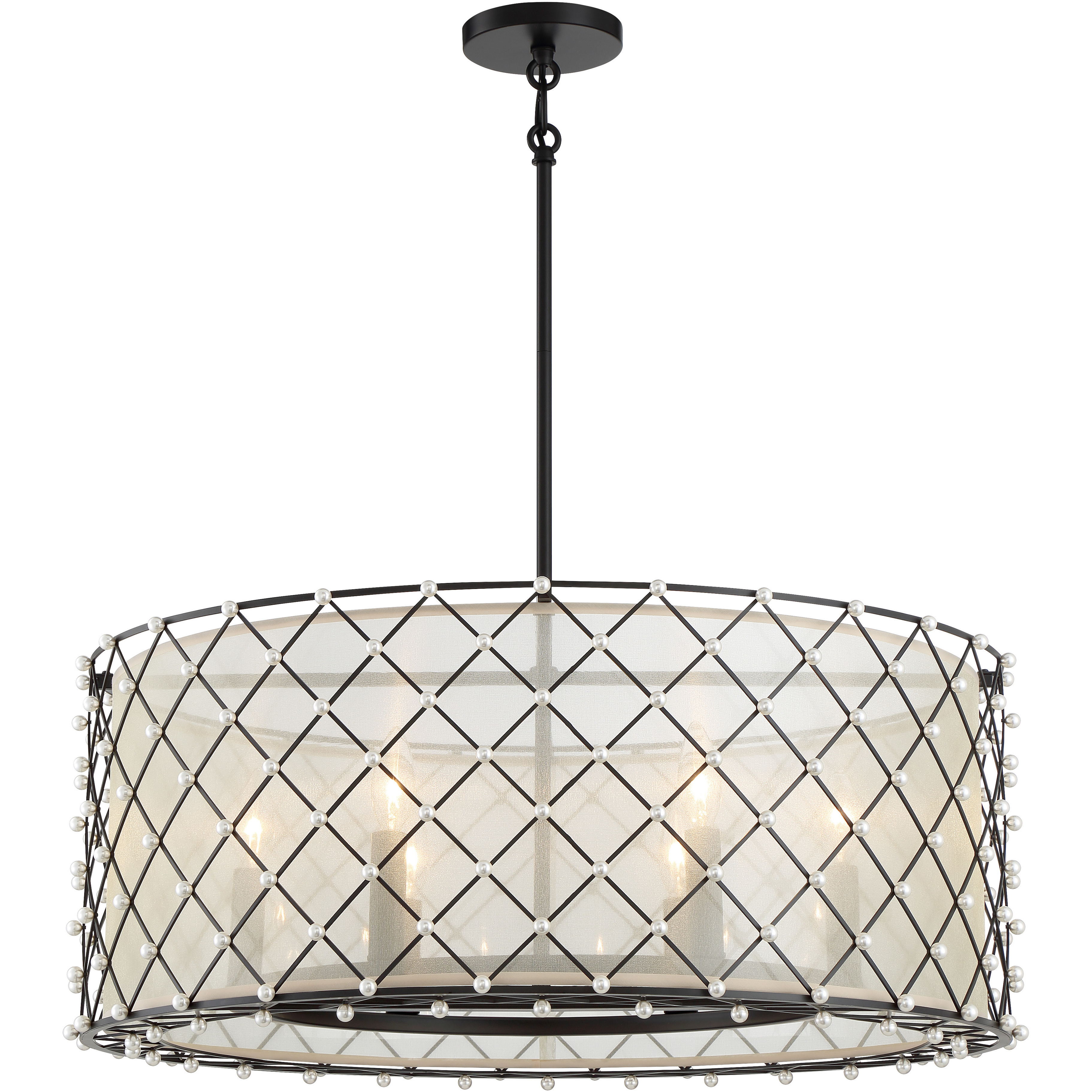Sheer Elegance 6 Light 28.13 inch Coal Pendant Ceiling Light