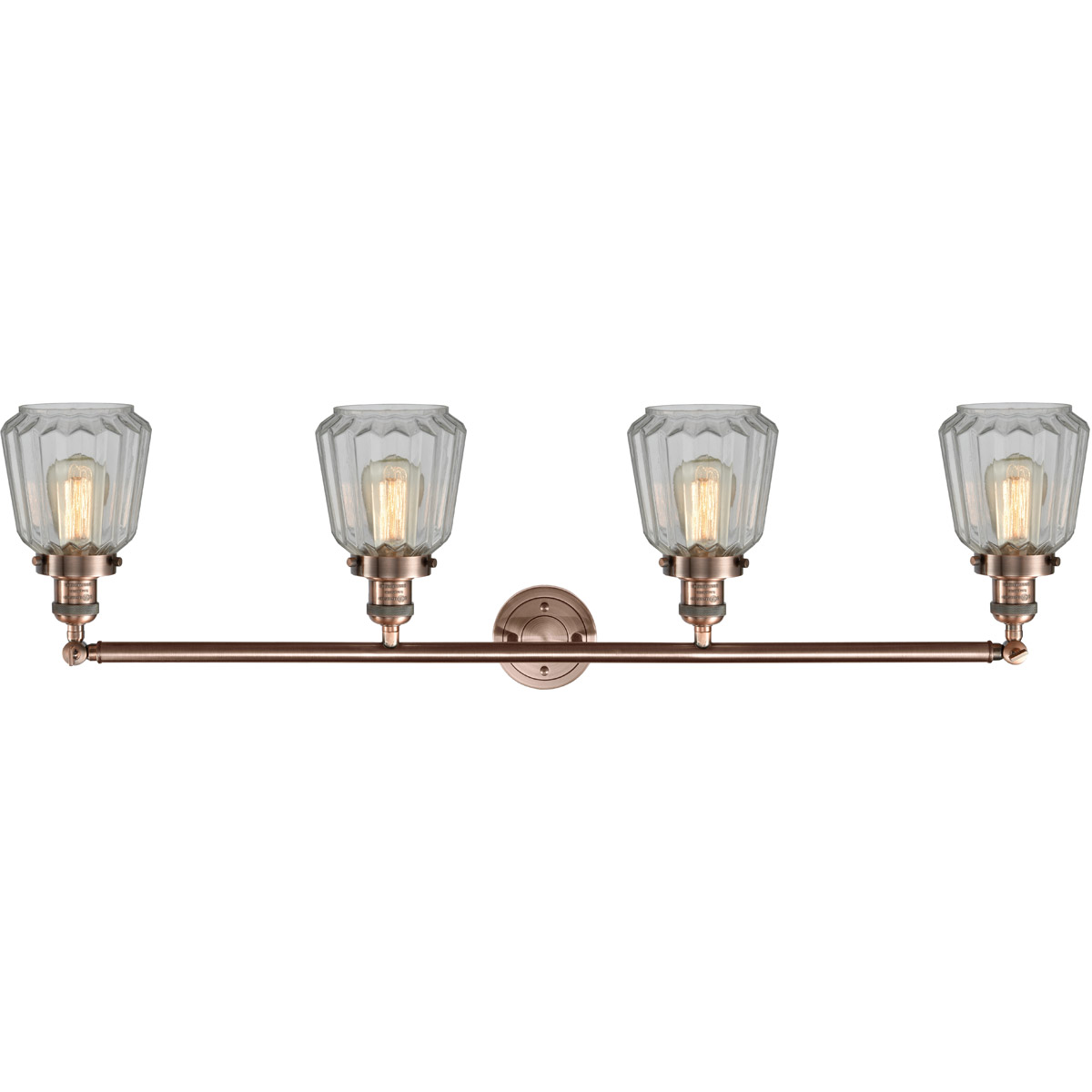 Franklin Restoration Chatham LED 42 inch Antique Copper Bath Vanity Light Wall Light in Clear Glass, Franklin Restoration