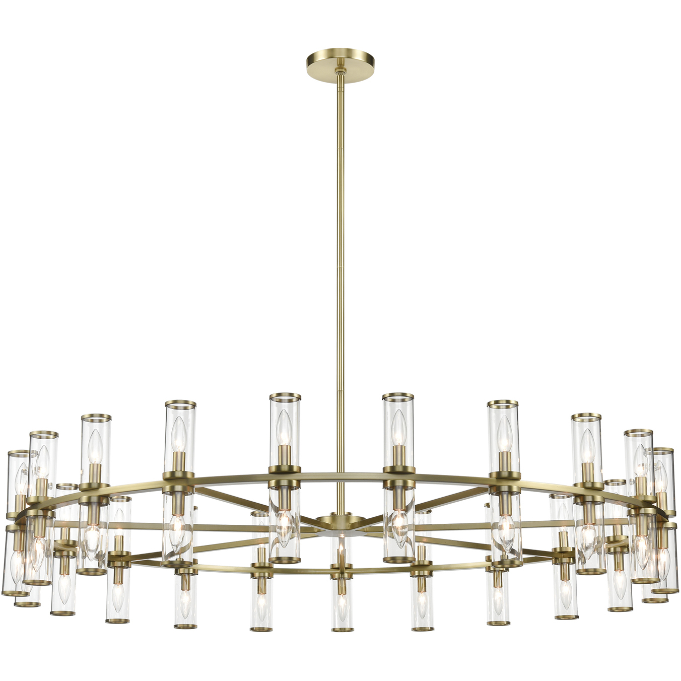 Revolve 42 Light 60.38 inch Clear Glass/Natural Brass Chandelier Ceiling Light