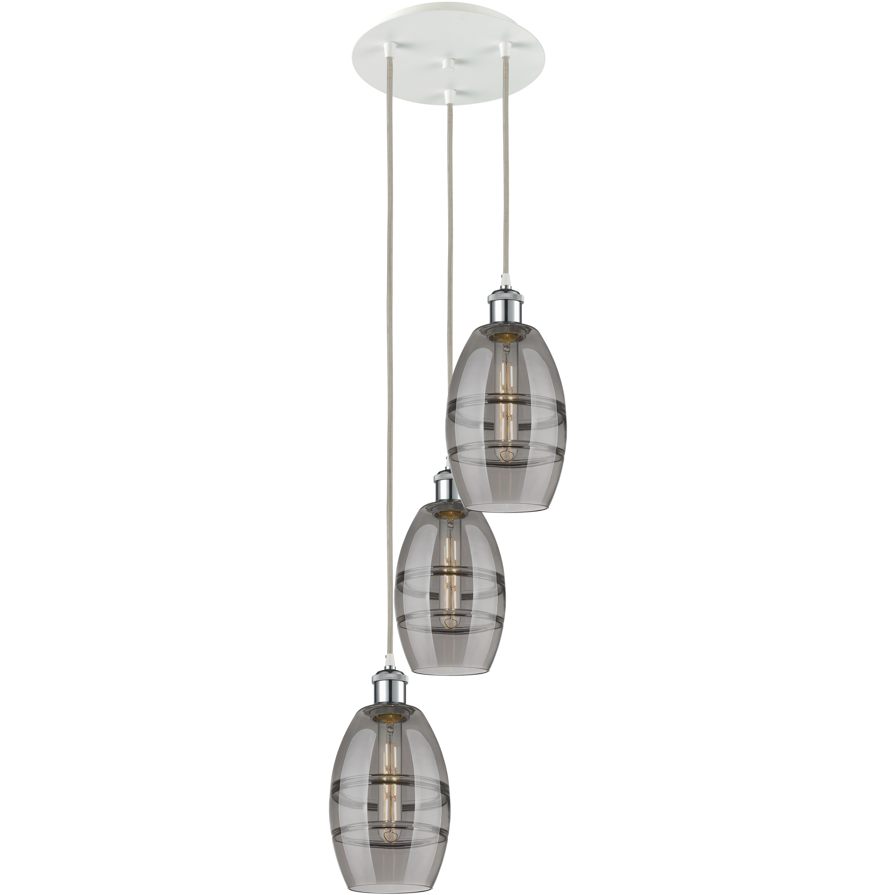 Ballston Vaz 3 Light 12.38 inch White Polished Chrome Cord Hung Multi Pendant Ceiling Light
