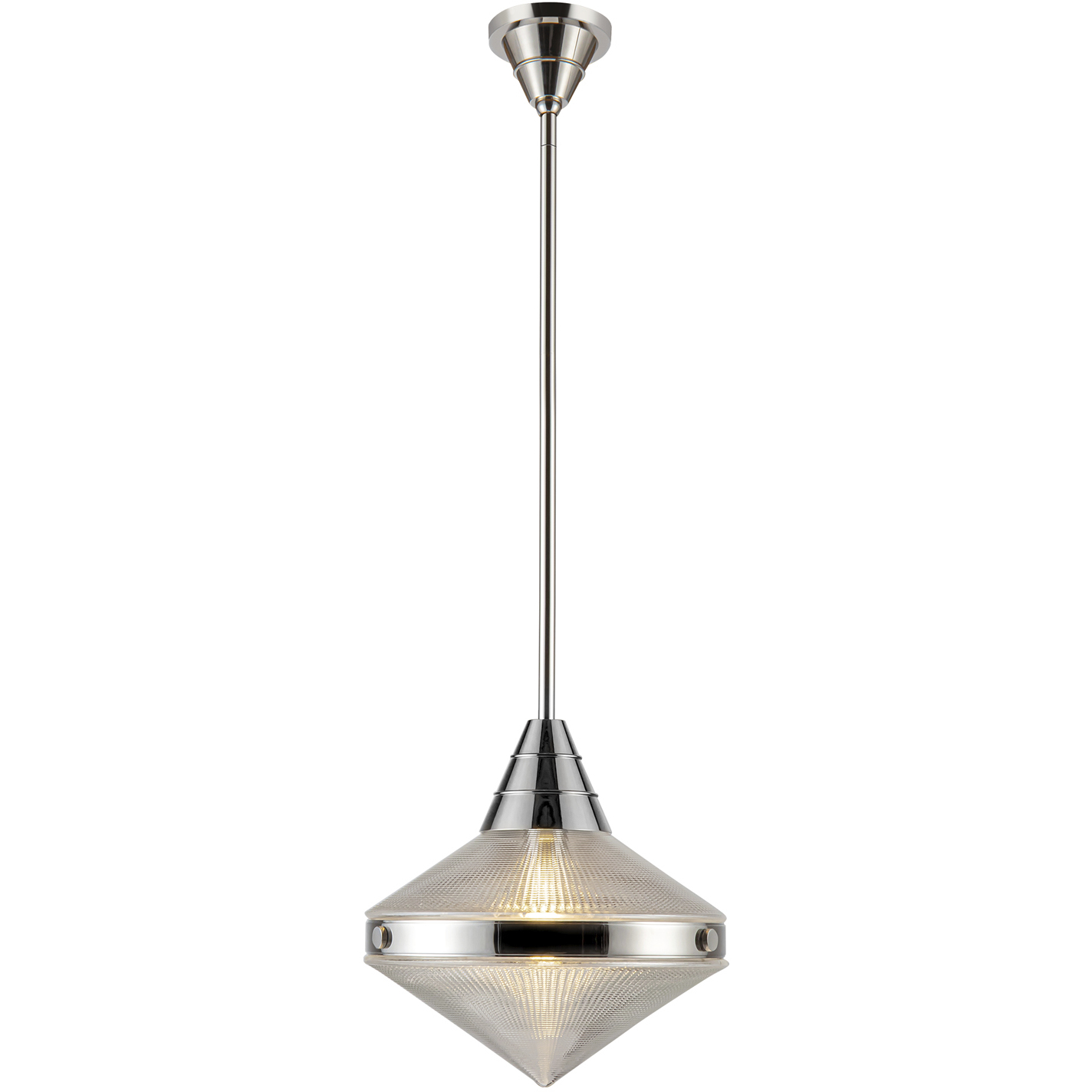 Willard 1 Light 13.5 inch Polished Nickel/Prismatic Glass Pendant Ceiling Light in Clear Prismatic Glass