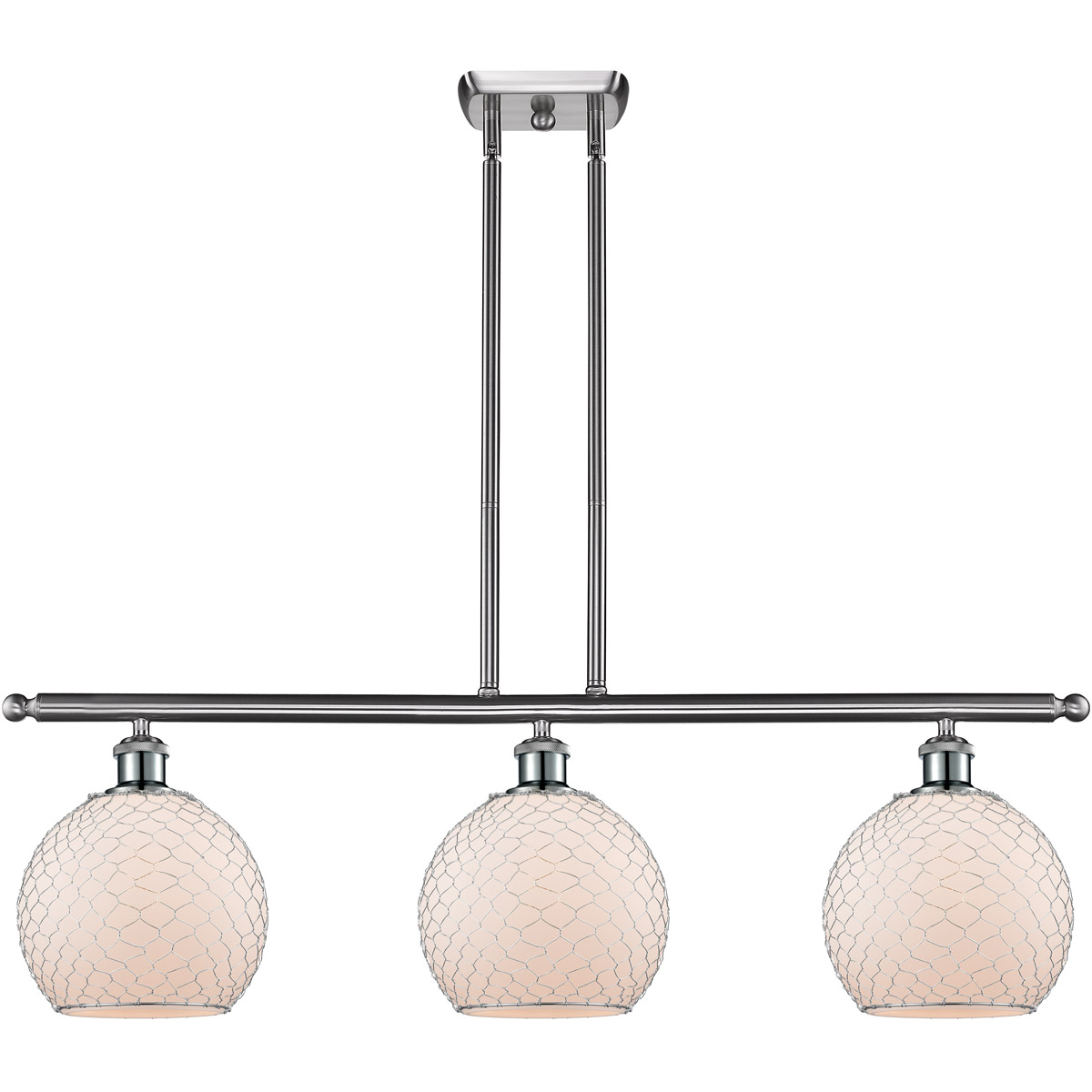 Ballston Farmhouse Chicken Wire LED 36 inch Brushed Satin Nickel Island Light Ceiling Light, Ballston