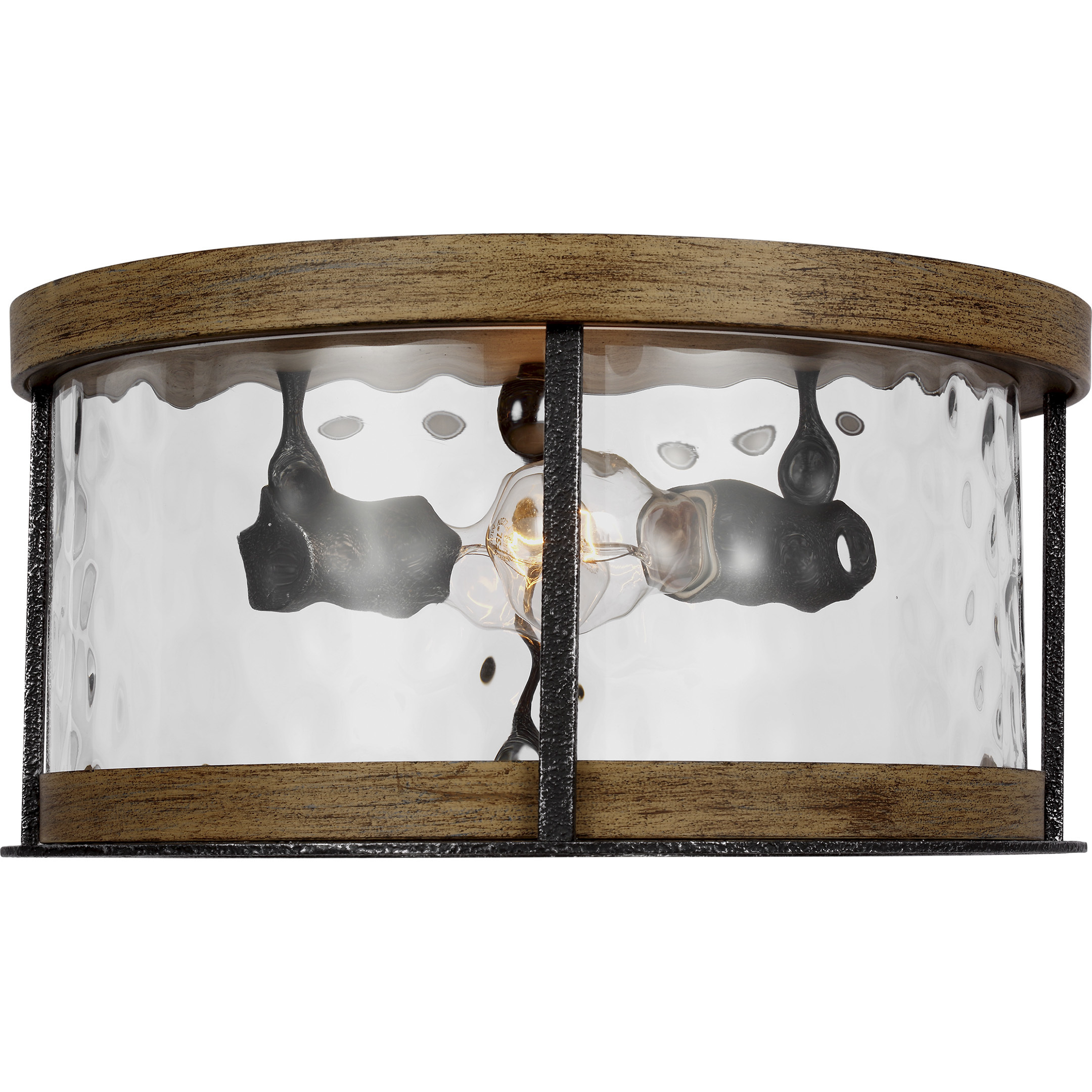Sean Lavin Angelo 2 Light 13.75 inch Distressed Weathered Oak / Slate Grey Metal Flush Mount Ceiling Light